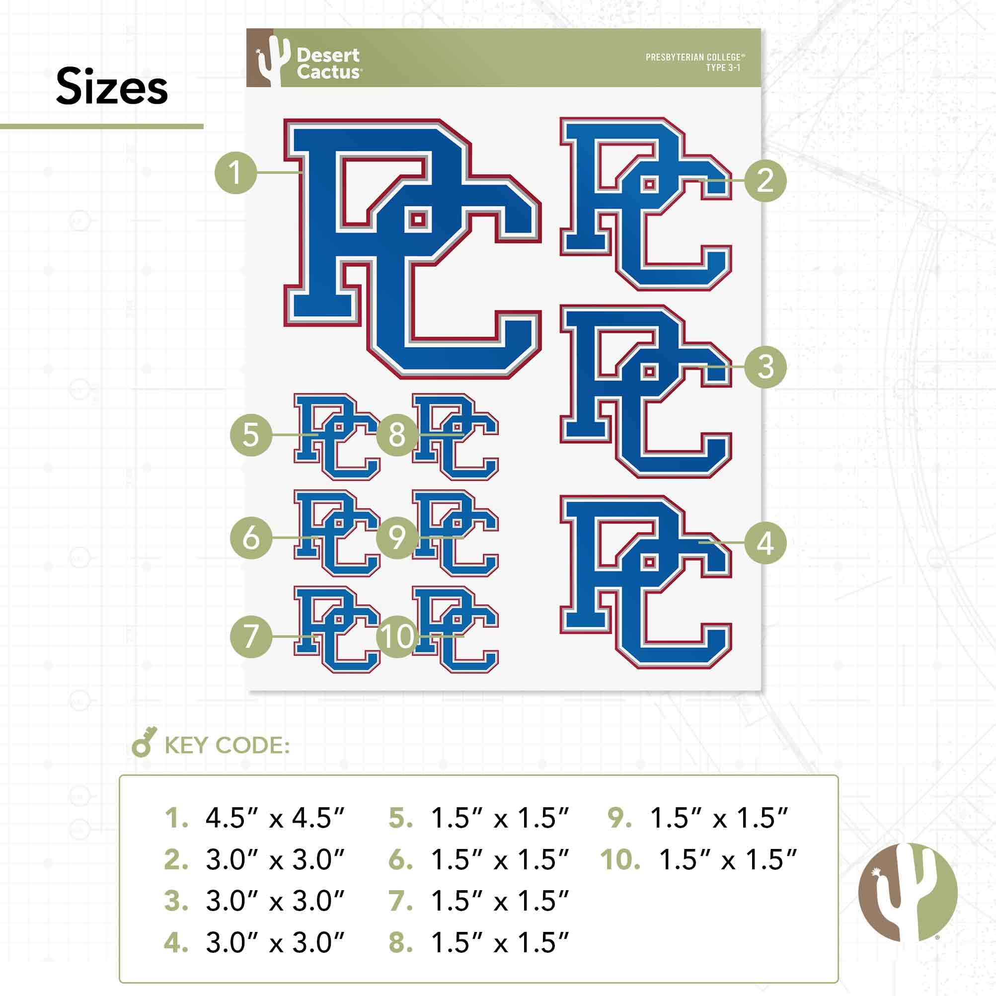 Desert Cactus Presbyterian College Sticker - Blue Hose PC Vinyl Decals for Laptop, Water Bottle, Car & Scrapbook - Durable T3 (Type 3-1) Decal - Perfect for College Pride, DIY Crafts & Gift Giving