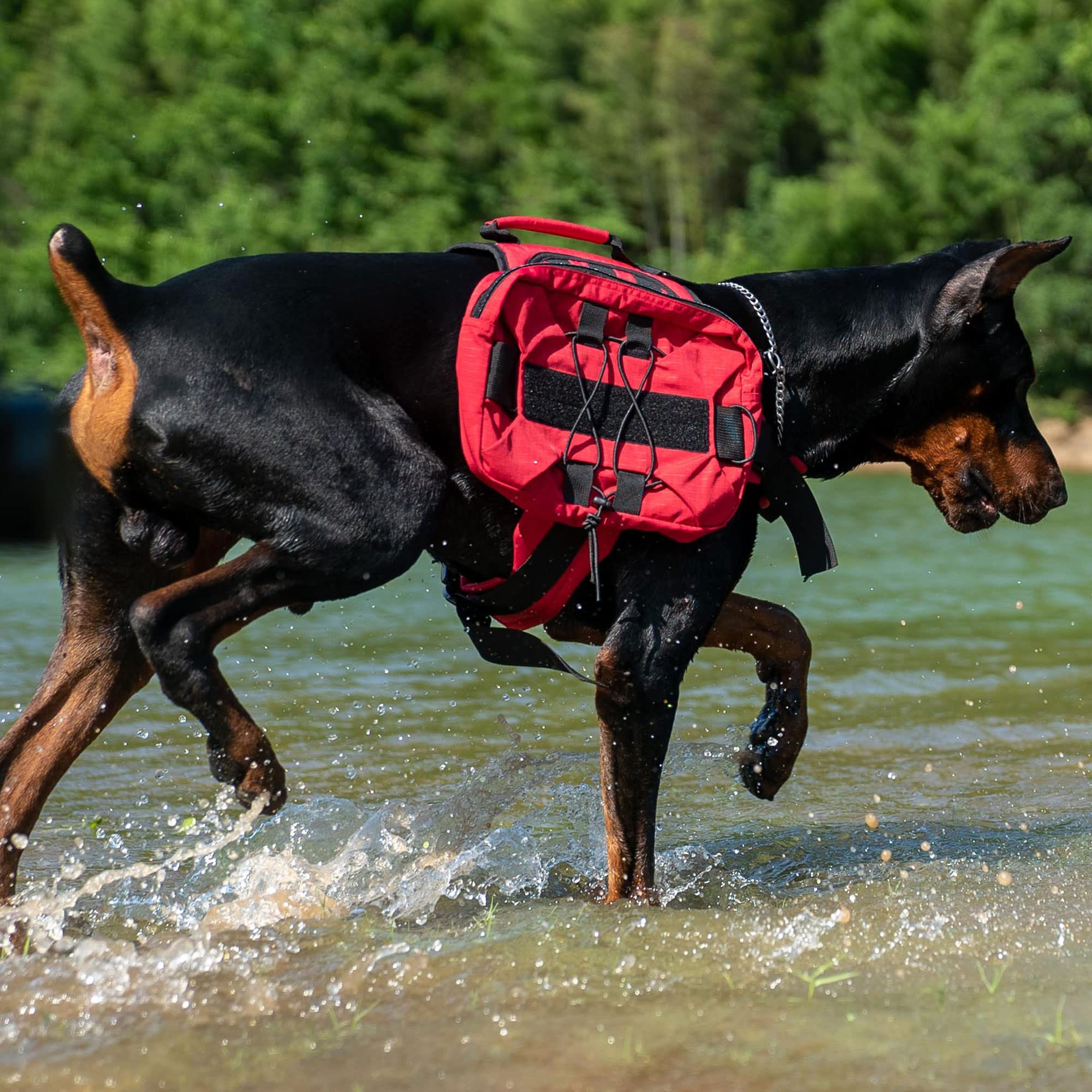 Large Dog Backpack - Adjustable Tactical Hound Saddle Bag with Side Pockets for Small Medium & Large Dogs | Perfect for Hiking, Travel, Camping & Training | Durable Outdoor Gear for Active Pets (Red)