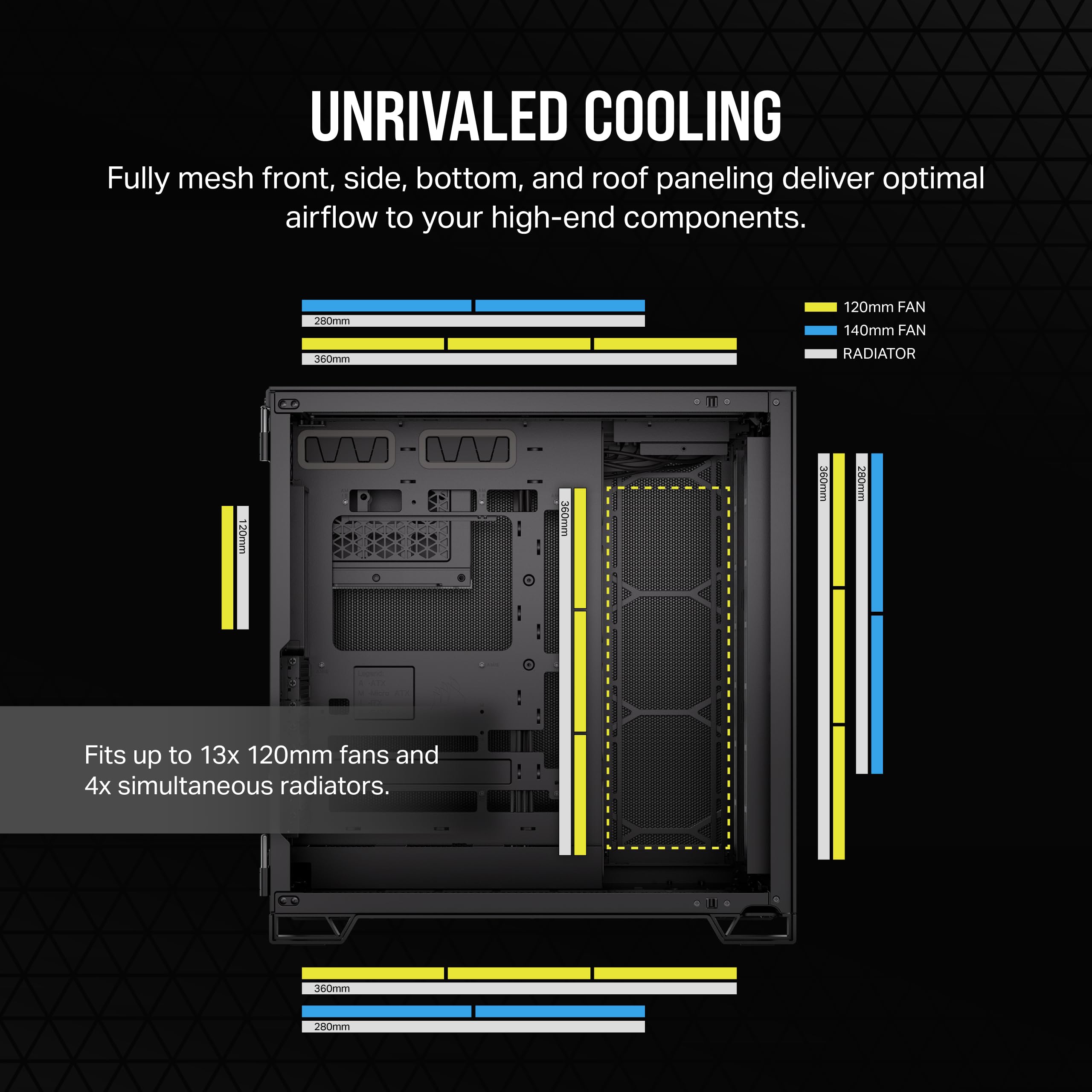 CORSAIR 6500D AIRFLOW Mid-Tower ATX PC Case - Dual Chamber Design, Tempered Glass Side Panel, Reverse Connector Compatibility - High Airflow Gaming Computer Case (Black) - Perfect for Custom PC Builds, Gaming Rigs & Workstation Setups