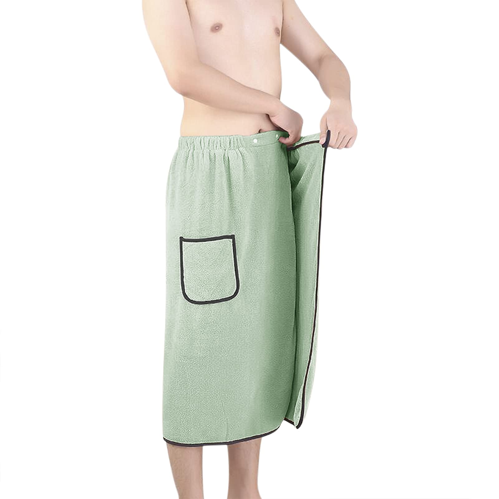 Men's Adjustable Bath Towel Wrap with Pocket - Soft Spa Shower Wrap for Sauna, Gym, Pool & Beach - Perfect for College Dorm, Locker Room & Post-Workout Comfort