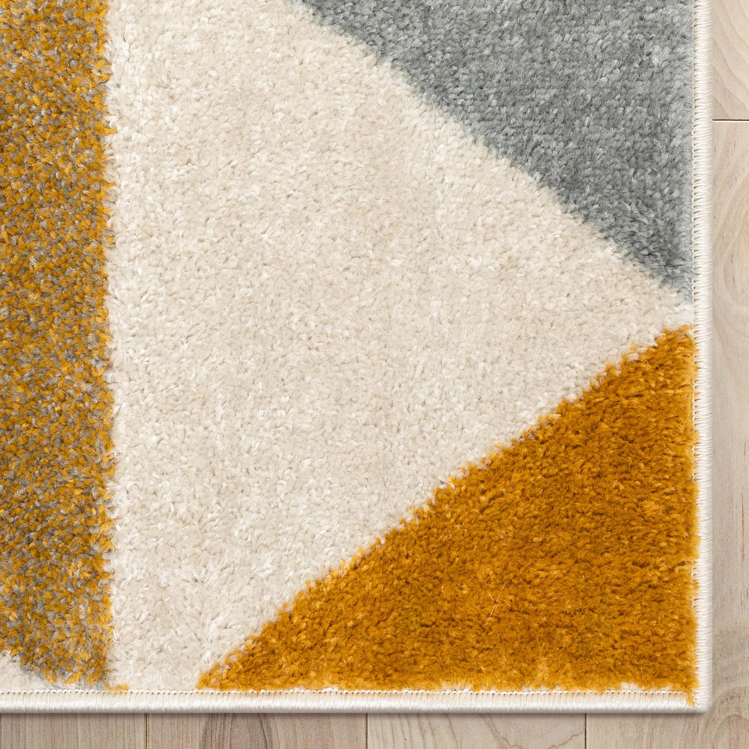 Well Woven Isometry Geometric Gold & Grey Triangle Area Rug 6'7