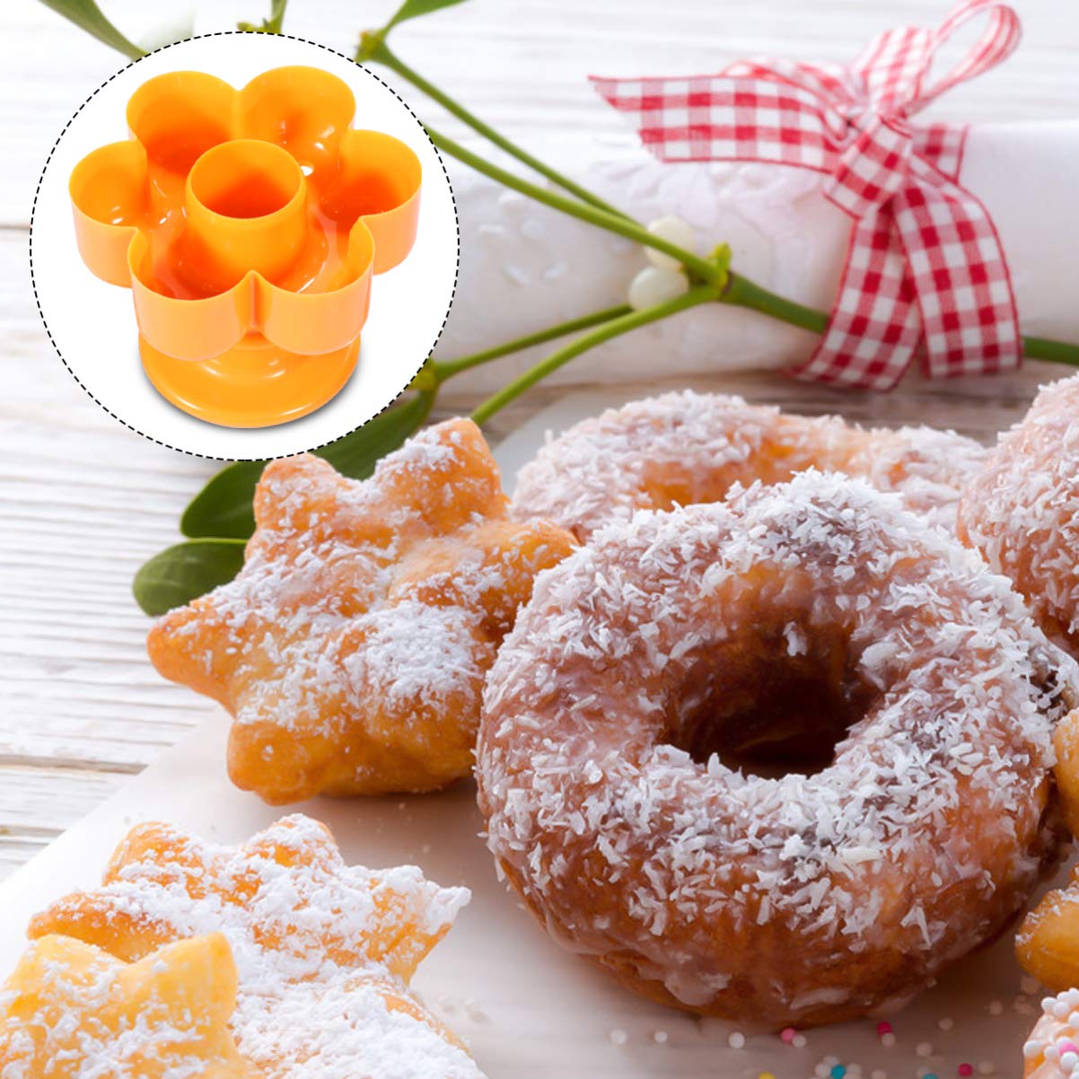 DOITOOL 4-Piece Silicone Donut Baking Mold Set - Heart & Flower Shaped Non-Stick Donut Pan for Oven, Cupcakes, Muffins - Perfect for Birthday Parties, DIY Desserts & Holiday Baking