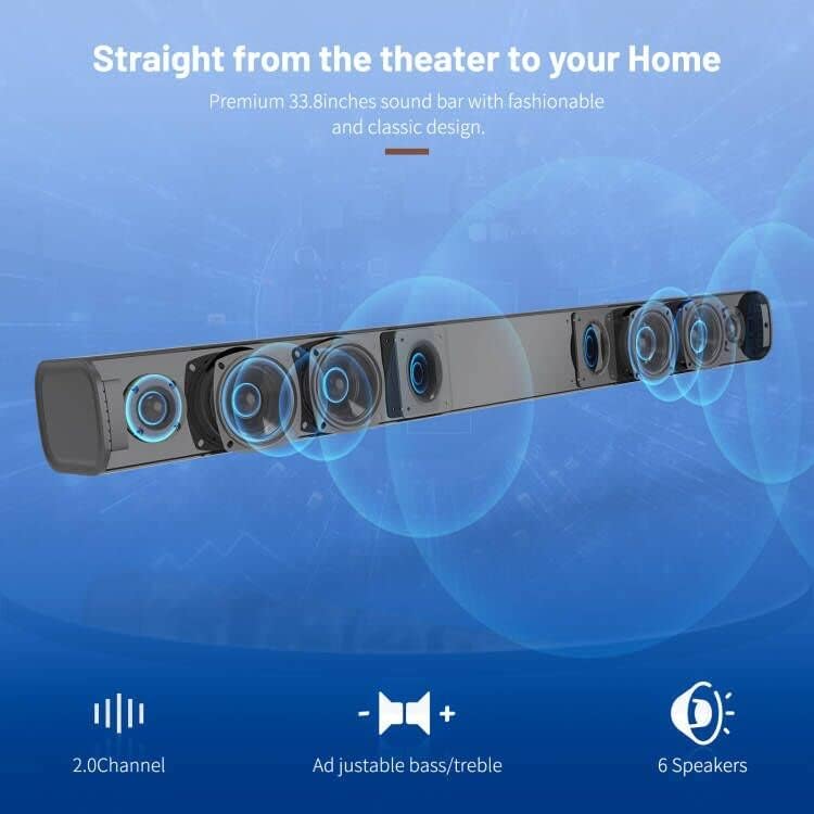 BESTISAN 28 Inch Sound Bar for TV - Bluetooth 5.0 Wired & Wireless Speaker with HDMI/Optical/Aux/RCA/USB, 3 EQ Modes, Remote Control, Wall Mountable - Perfect for Home Theater, Gaming & Movie Nights