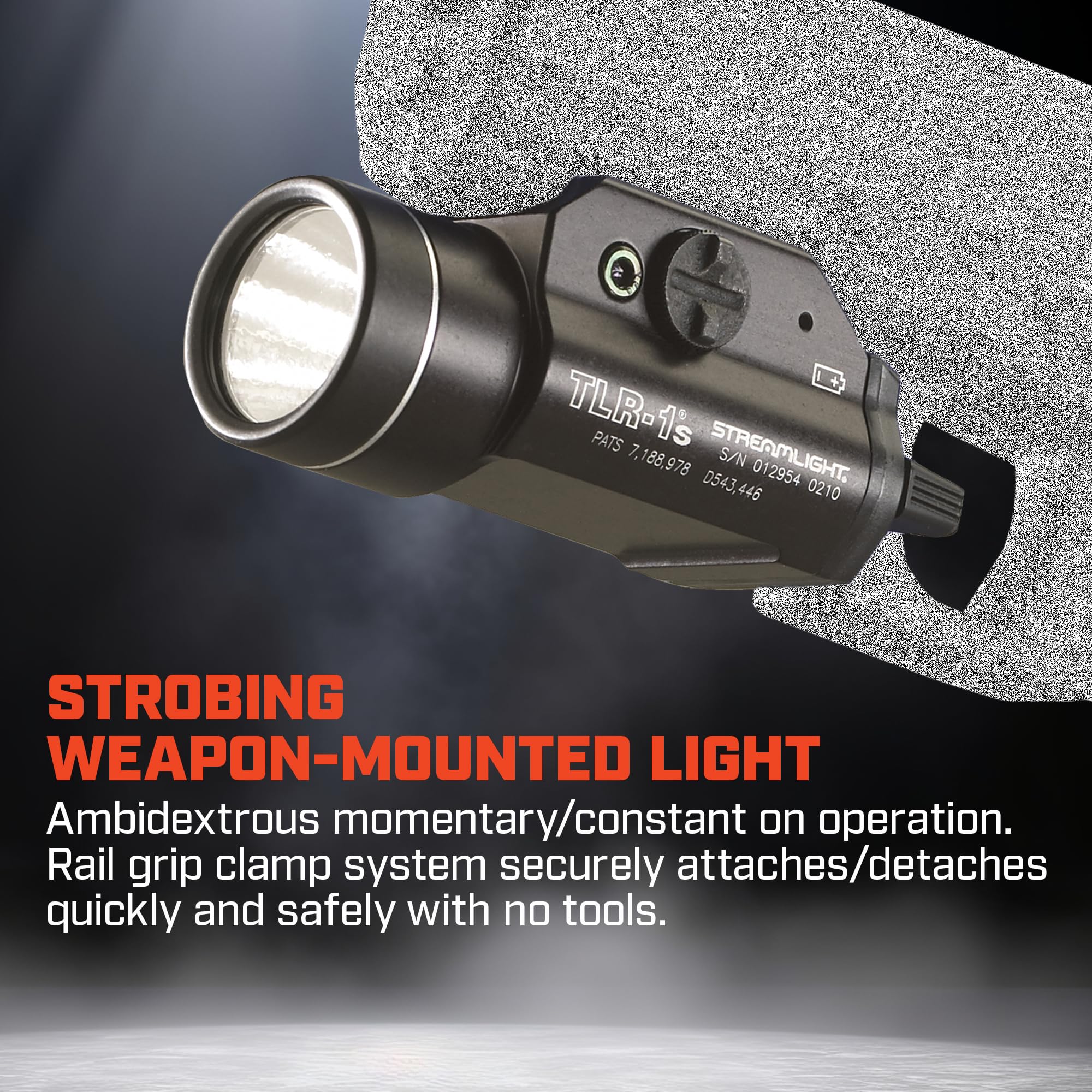 Streamlight 69210 TLR-1s 300-Lumen Tactical Flashlight with Strobe - Rail Mounted LED Weapon Light for Pistols & Firearms - Includes Rail Locating Keys - Ideal for Home Defense, Hunting & Law Enforcement Use