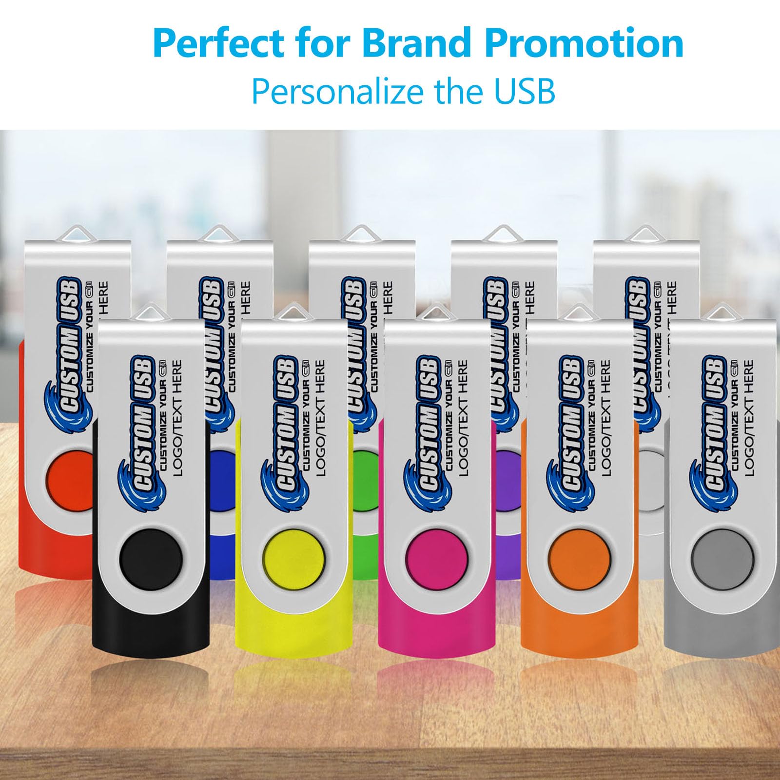 Custom USB Flash Drives 2GB 100 Pack - Personalized Bulk USB 2.0 Thumb Drives with Mixed Colors - Ideal for Promotional Gifts, Business Events & School Projects