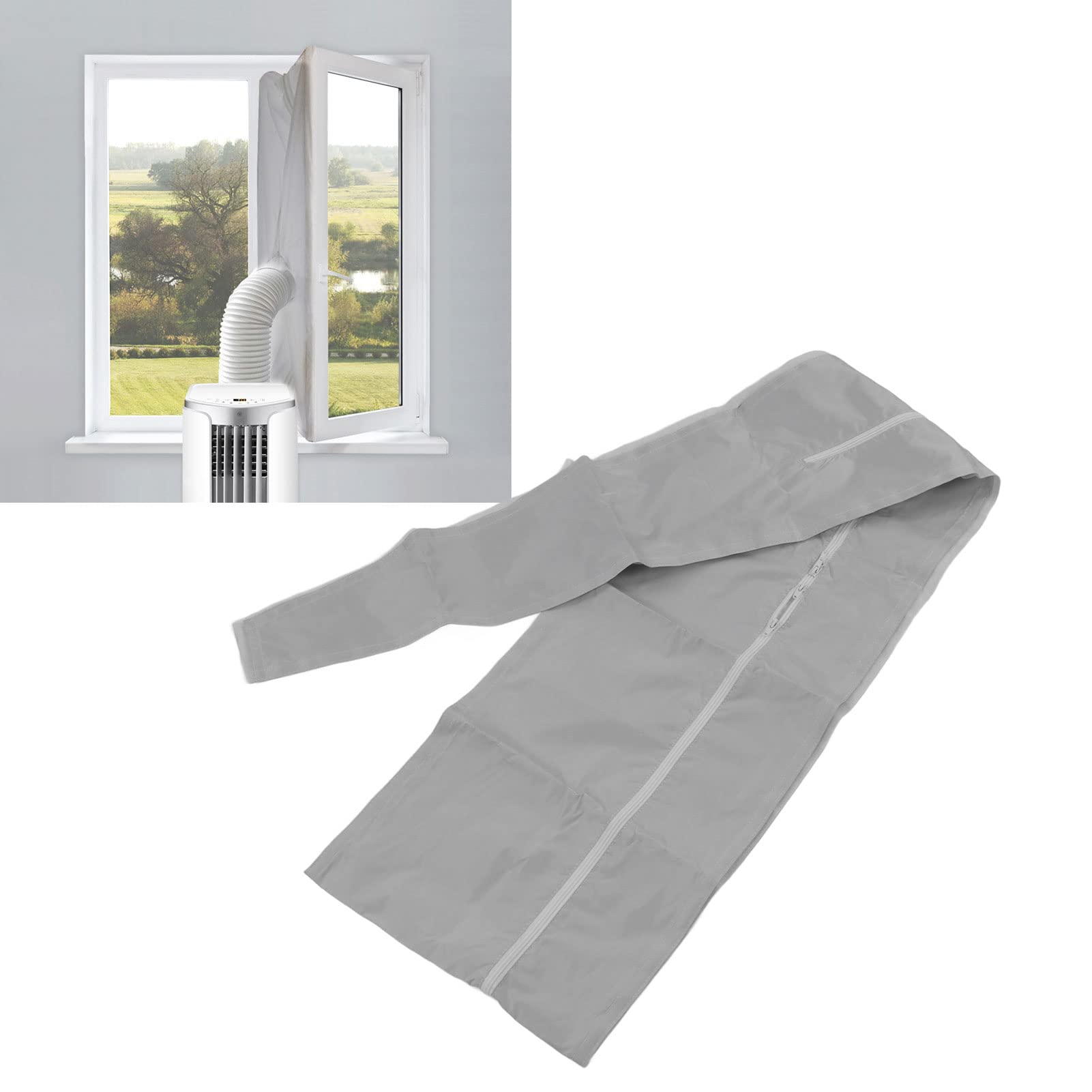 Universal Portable Air Conditioner Window Sealing Kit - 3 Meter (9.8ft) Silver Grey AC Baffle Frame for Efficient Cooling - Perfect for Bedrooms, Living Rooms & Home Offices