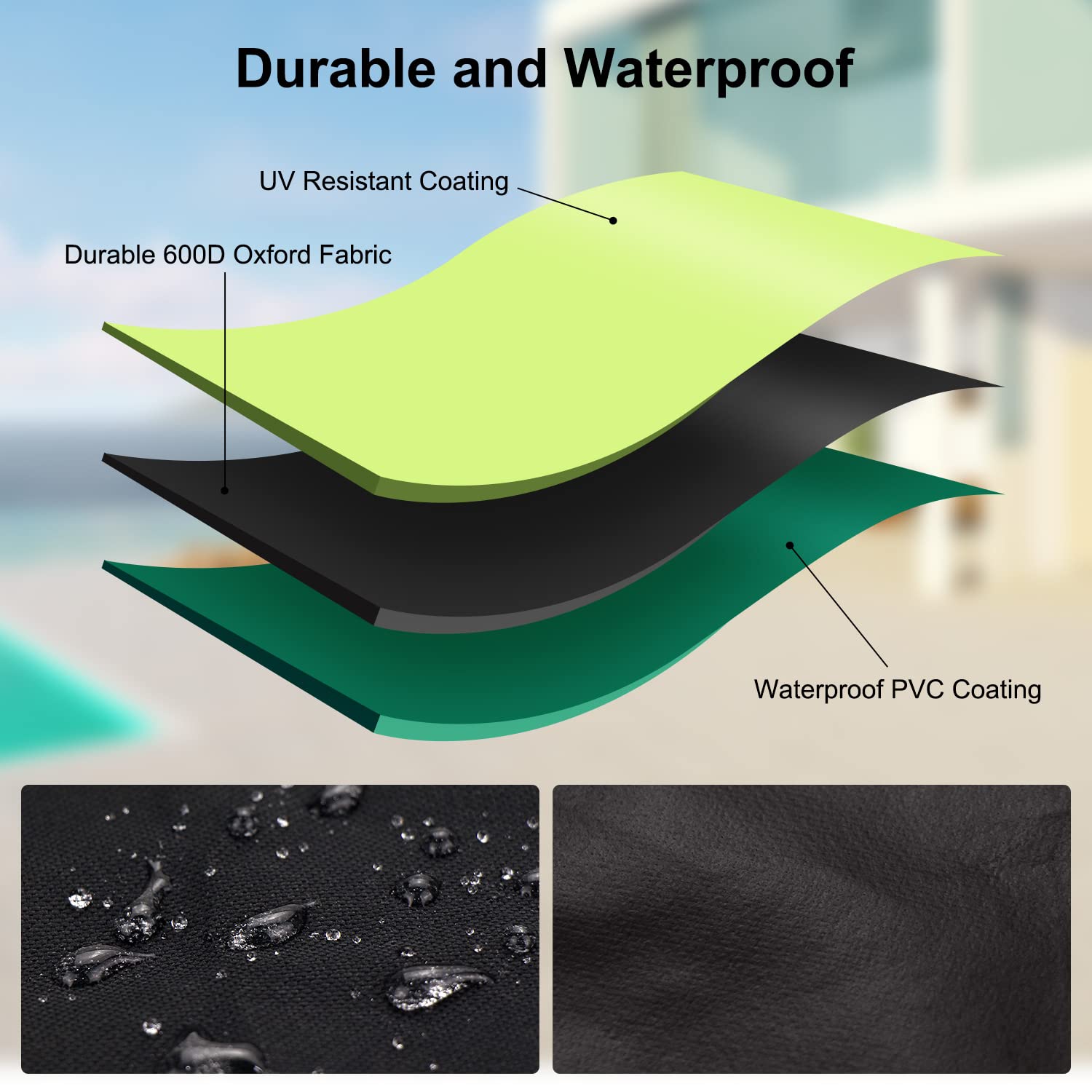 Waterproof 600D Patio Furniture Covers for Outdoor Table and Chair Sets - All-Weather Protection for Rain, Snow & Sun (98 x 78 x 32 Inches) | Perfect for Backyard, Deck, Garden & Poolside Use