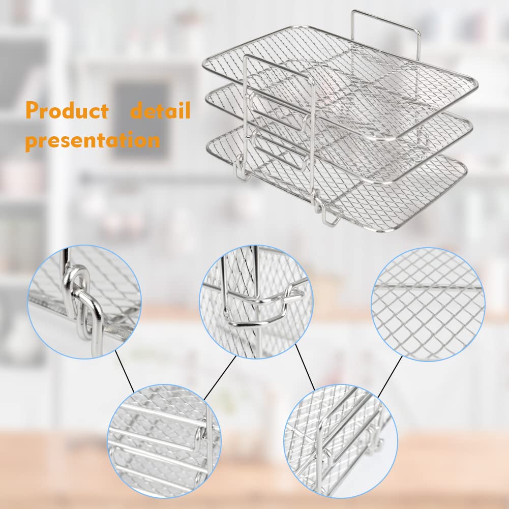304 Stainless Steel Air Fryer Accessories - Compatible with Ninja Dual Air Fryer DZ201 / DZ401 / AF300UK - Multi-Purpose Air Fryer Basket for Healthy Cooking - Perfect for Roasting, Baking, and Air Frying