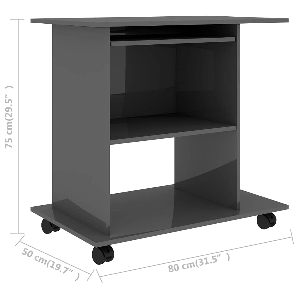 Modern High Gloss Gray Computer Desk 31.5