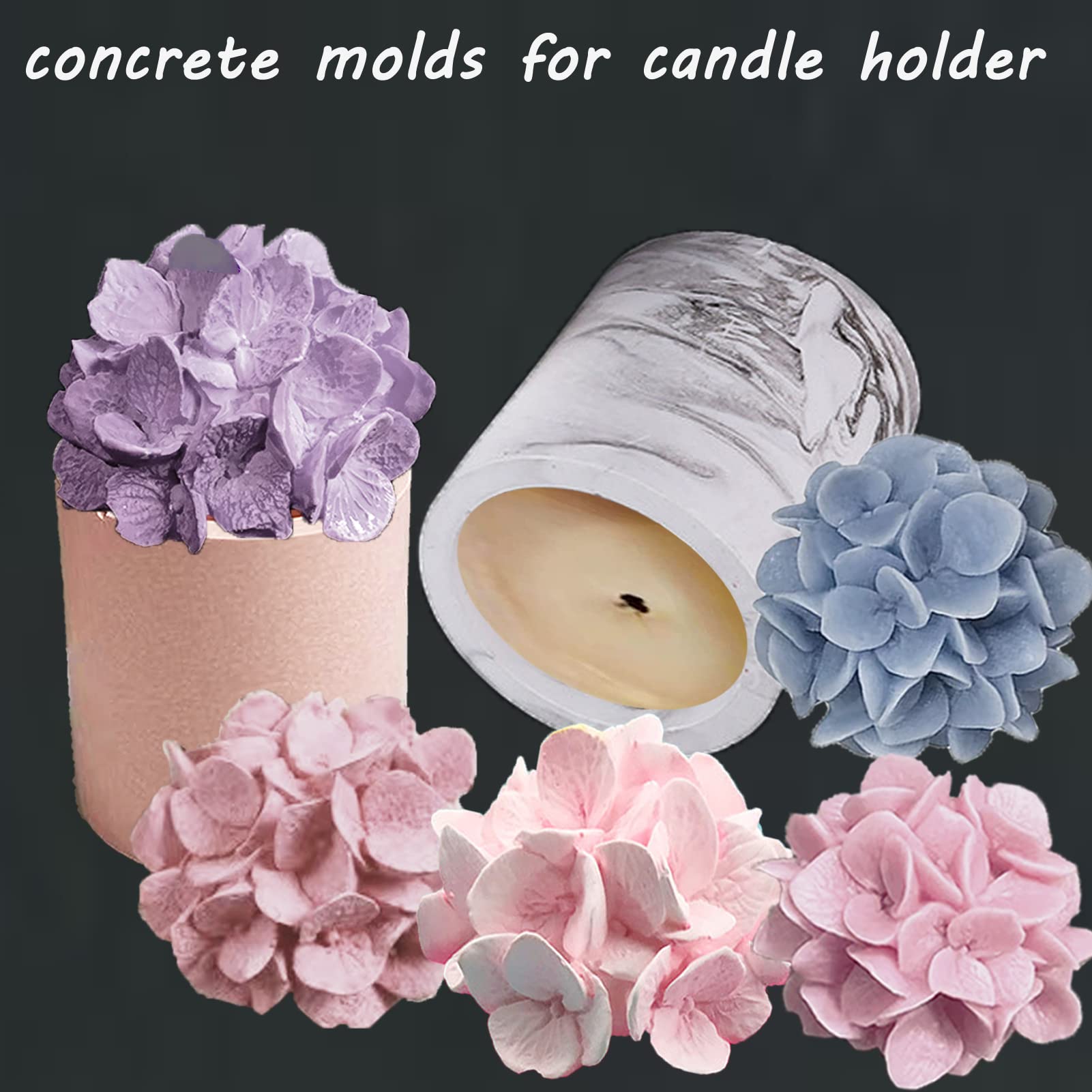 Hydrangea Flower Soap & Candle Molds with Lids - Silicone Concrete Candle Jar Molds for DIY Soap Making, Candle Vessels - Perfect for Wedding Favors, Home Decor, Bath & Body Crafts