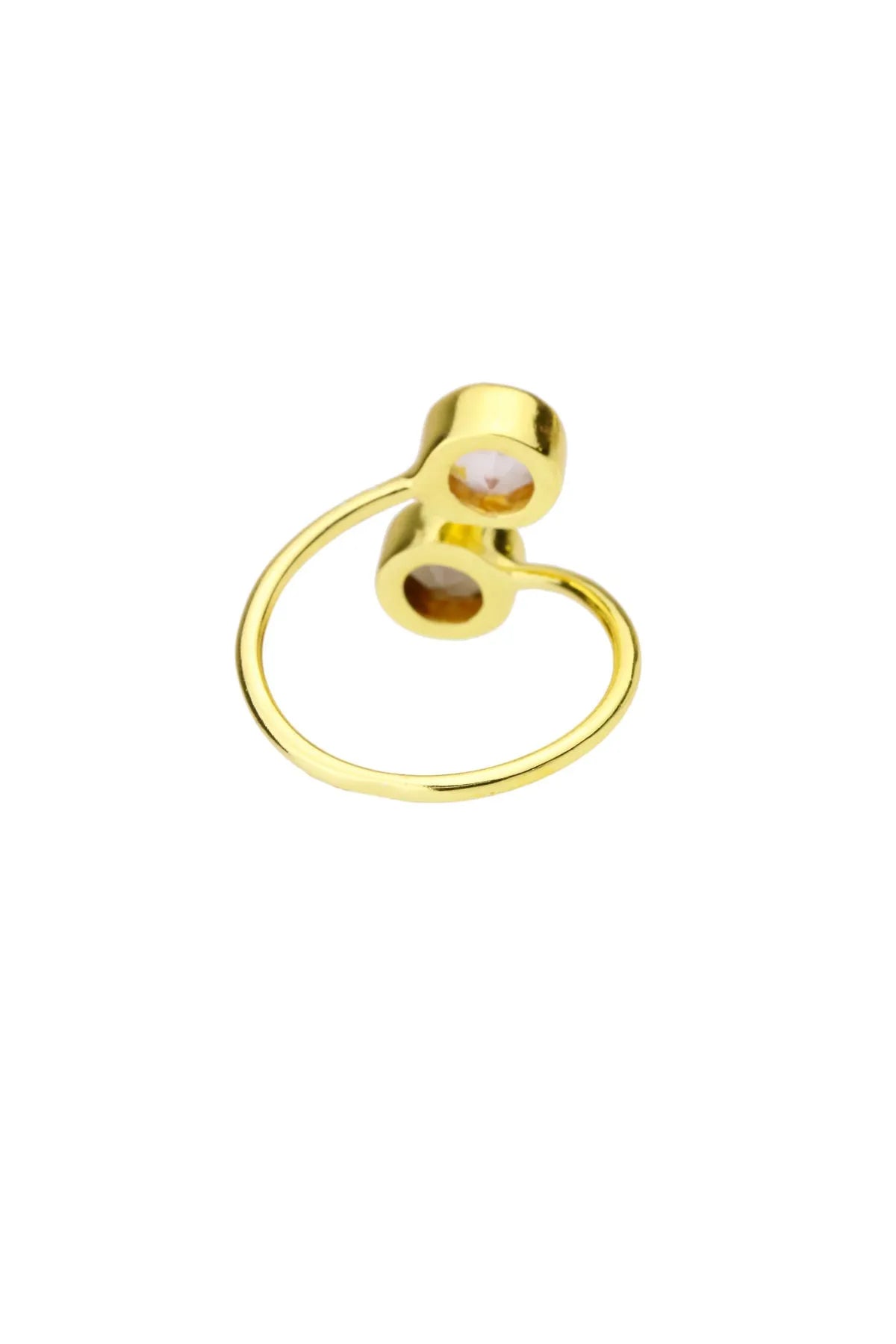 Smoky Topaz & Rose Quartz Double Gem Ring for Women - Elegant Stackable Jewelry for Everyday Wear, Gift Giving & Special Occasions