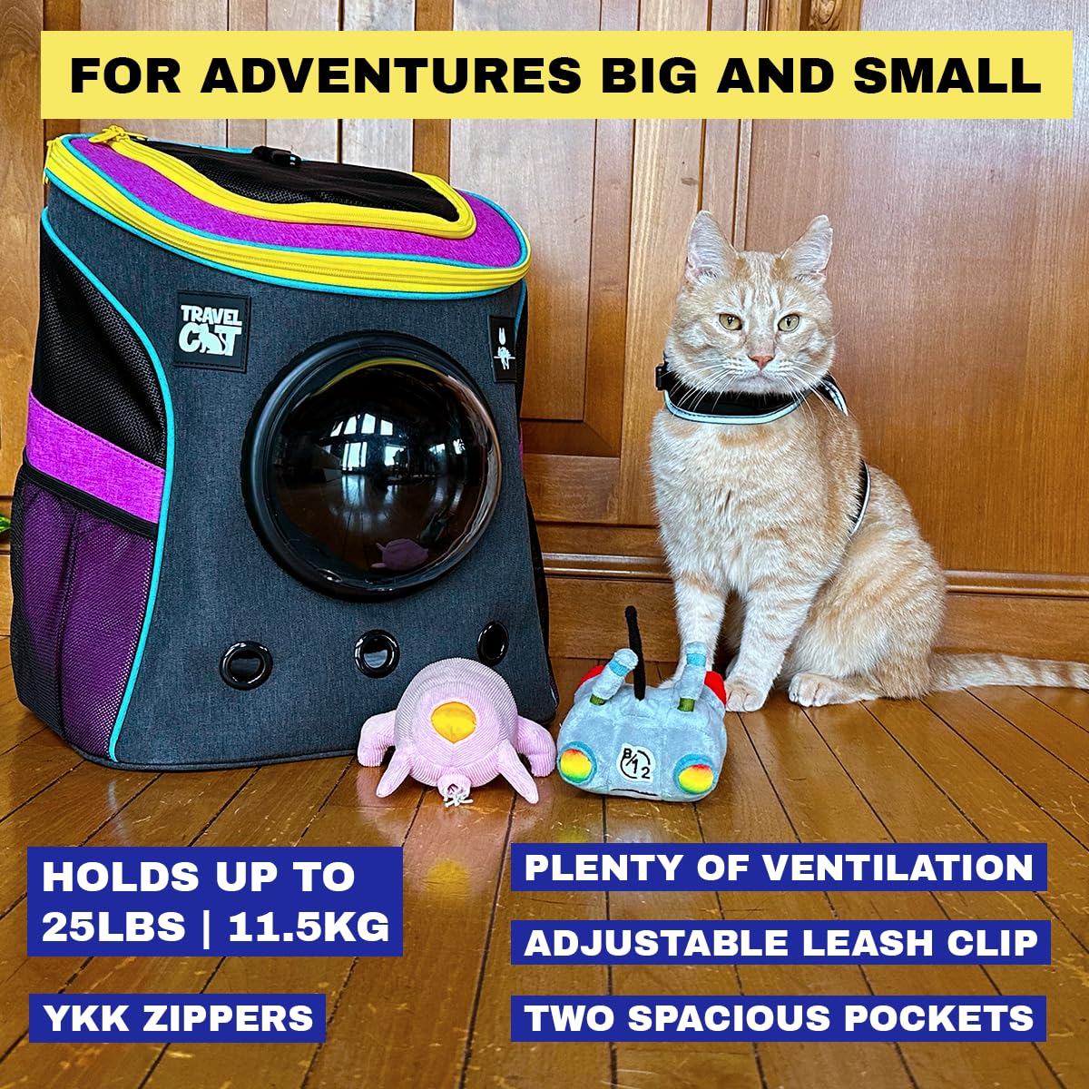 Fat Cat Backpack Carrier - Airline Approved Pet Travel Bag with Bubble Window for Small Cats & Kittens | Premium Ventilated Cat Backpack for Outdoor Adventures, Hiking, Vet Visits & Daily Use