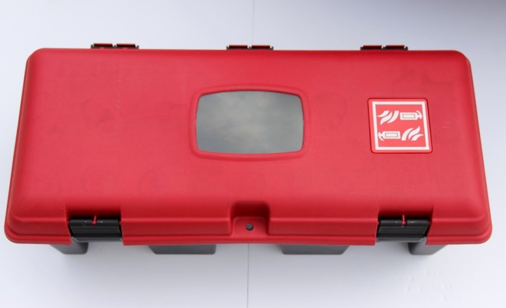 10 lb Victory Fire Extinguisher Cabinet with Red Plastic Cover - Wall Mounted Safety Storage for Home, Office & Garage Fire Protection