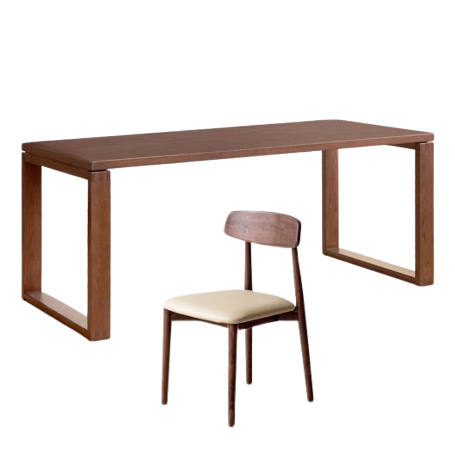 70.8x33.4x29.5 inch / 180x85x75 cm / Rich Dark Walnut color / Black walnut Dining table + six chairs-