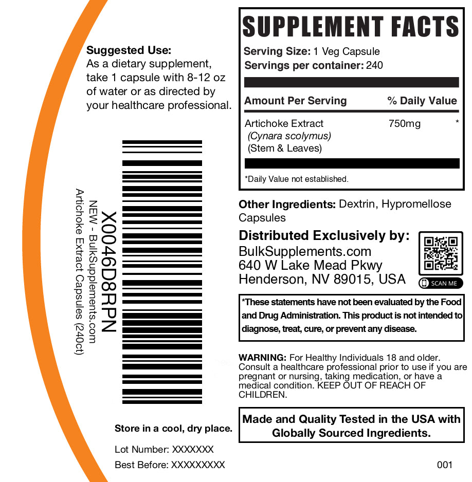 Premium Artichoke Extract Capsules for Liver Support & Digestion | Natural Detox Supplement | Supports Healthy Cholesterol & Weight Management | Ideal for Daily Wellness & Detox Routines