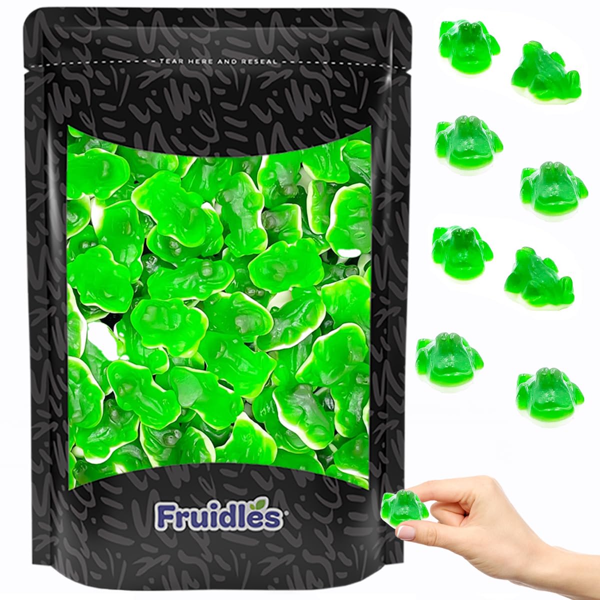 Fruidles Green Frogs Gummy Candy - 1lb Bulk Bag of Delicious Fruit Flavored Chewy Gummies for Kids & Adults - Perfect for Birthday Parties, Halloween Treats & Movie Night Snacks