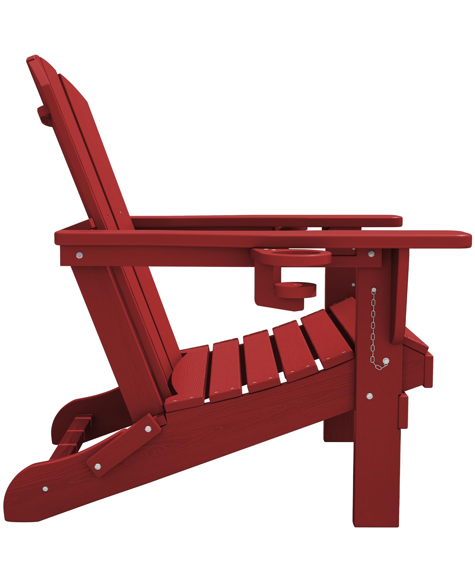 Premium SERWALL Adirondack Chair with Cup Holders - Durable HDPE Composite Outdoor Patio Furniture - All-Weather Resistant (Red) - Perfect for Backyard, Poolside & Garden Relaxation