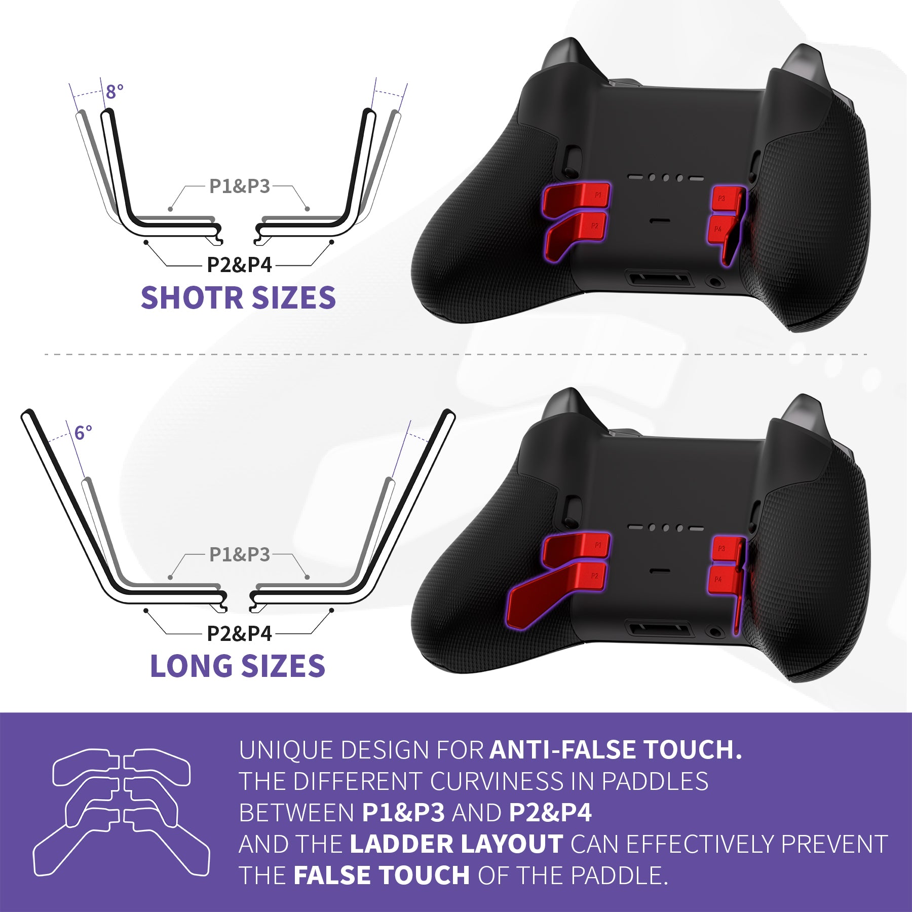 eXtremeRate Metallic Scarlet Red 6-in-1 Replacement Interchangeable Swift Back Paddles for Xbox One Elite & Elite Series 2 Controller - Enhanced Gaming Performance for FPS, Racing & Competitive Play (Model: IL605)