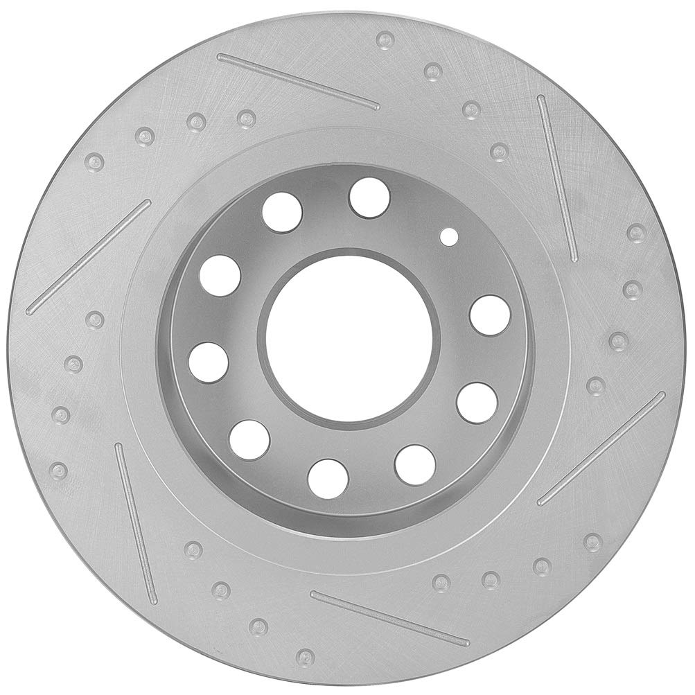 OCPTY Front & Rear Brake Rotors Kit - Compatible with Audi A3 (2010-2012), VW Beetle (2013-2015, 2018), VW Eos (2016), VW Golf (2014-2016), VW Golf SportWagen (2015), VW Jetta (2012-2018) - High Performance Disc Brakes for Smooth Stopping & Safe Driving