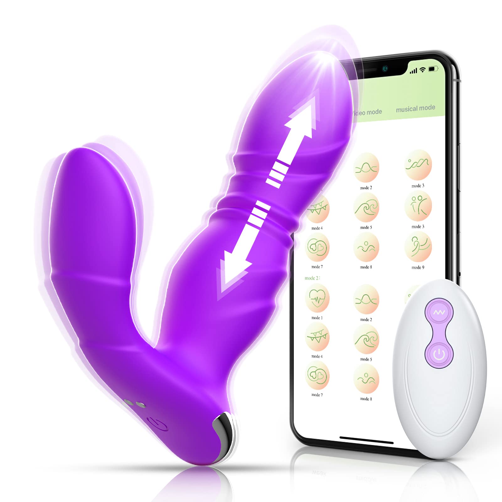Best Wearable Thrusting Dildo for Women - App & Remote Controlled Vibrator with 9 Powerful Modes, Strapless Strap-On & Clitoral Stimulation - Perfect for Couples Play & Solo Pleasure