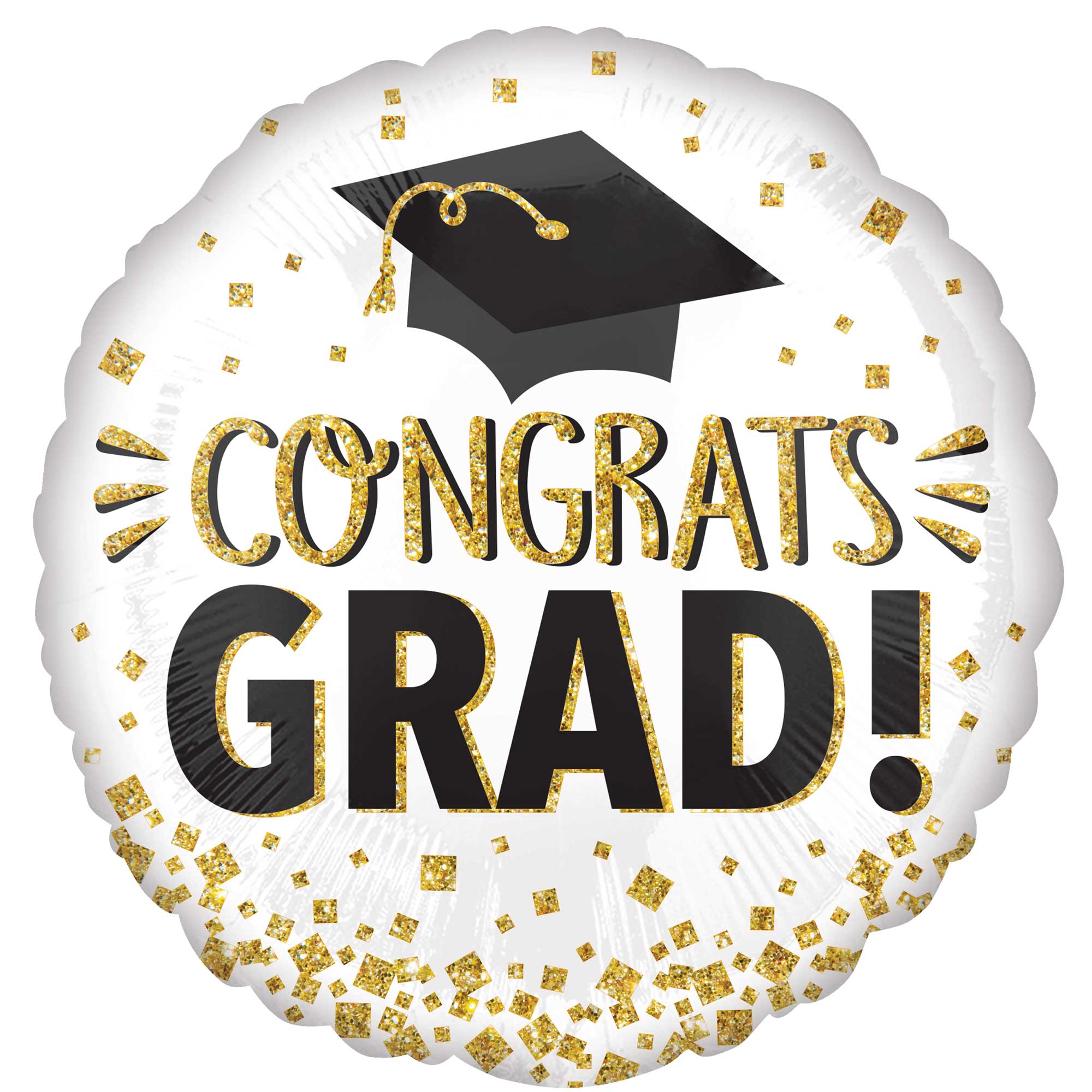 45cm Standard HX Congrats GRAD Gold Glitter Balloon - Graduation Party Decorations, Birthday Celebration, Photo Backdrop, Festive Events Decoration