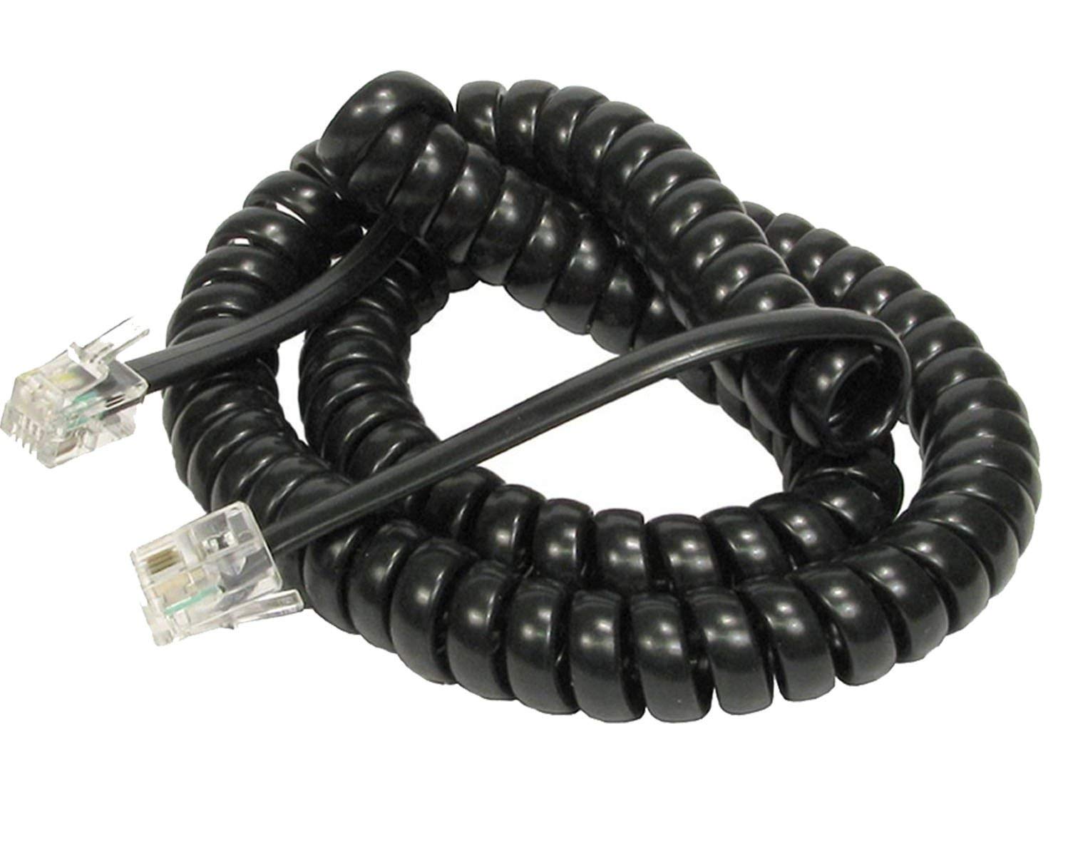 iMBAPrice Heavy Duty Coiled Telephone Headset Cable (3-12 Feet) - Durable Replacement Cord for Office Phones, Call Centers & Customer Service Desks
