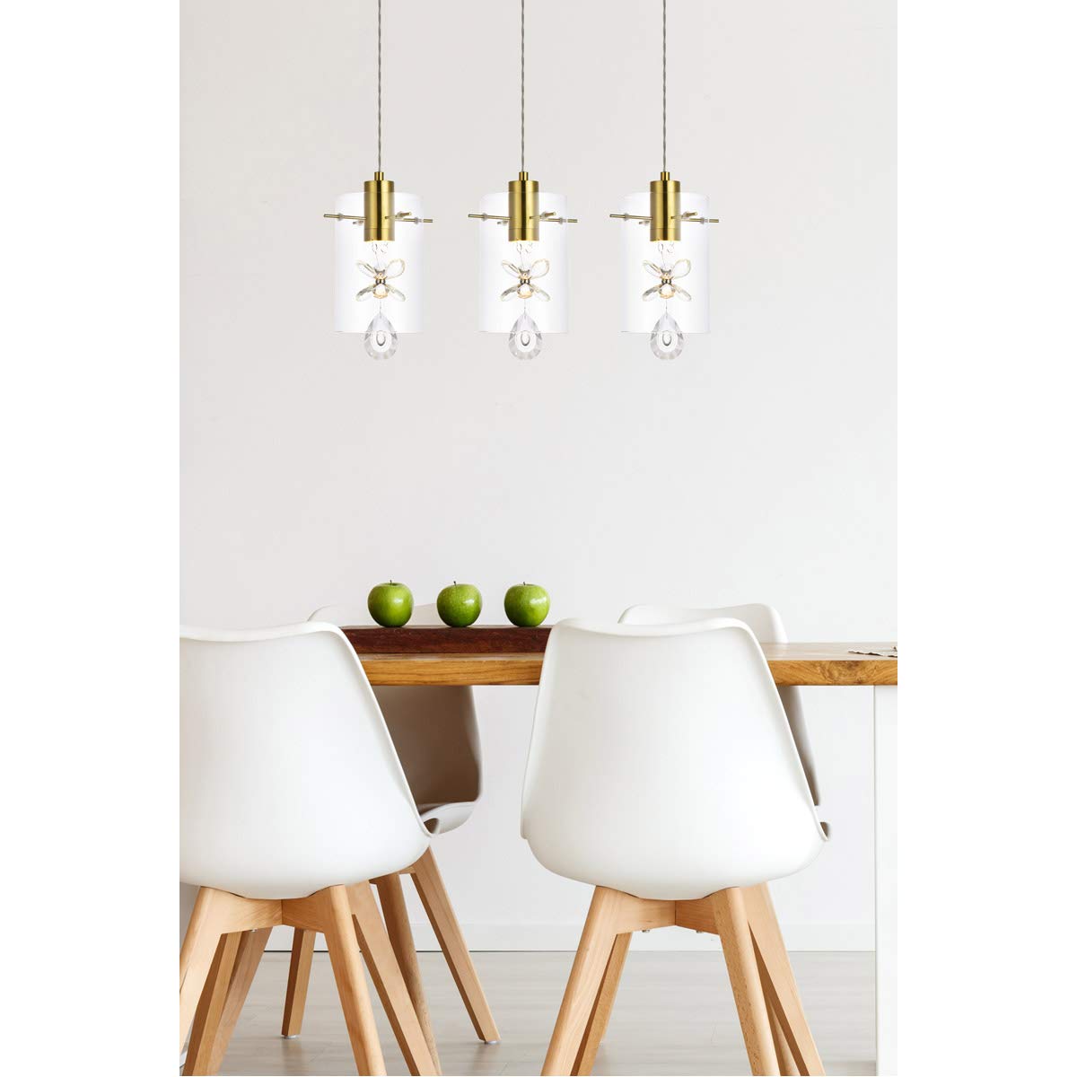 Luxury Hana 3-Light Gold Pendant Lighting Fixture for Living Room, Kitchen, Bedroom & Hallway - Elegant Ceiling Light for Dining Room, Foyer & Home Decor