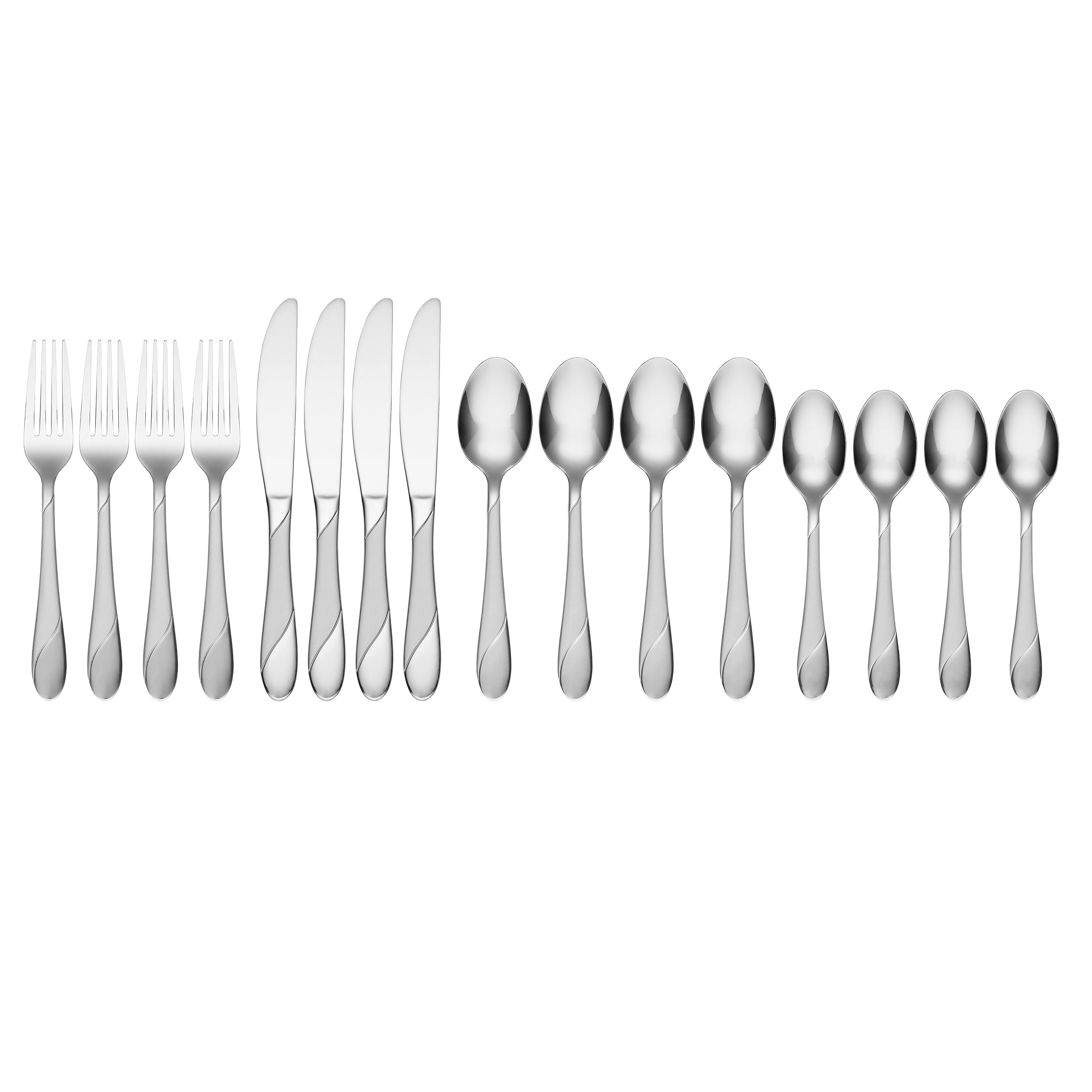 16-Piece Swirl Sand Flatware Set with Storage Caddy - Stainless Steel Cutlery for Dining, Kitchen & Entertaining