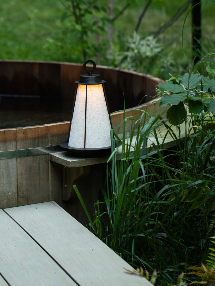 Rechargeable Bronze & Linen Table Lamp - Modern LED Desk Light for Bedroom, Living Room, Office - Adjustable Brightness & USB Charging