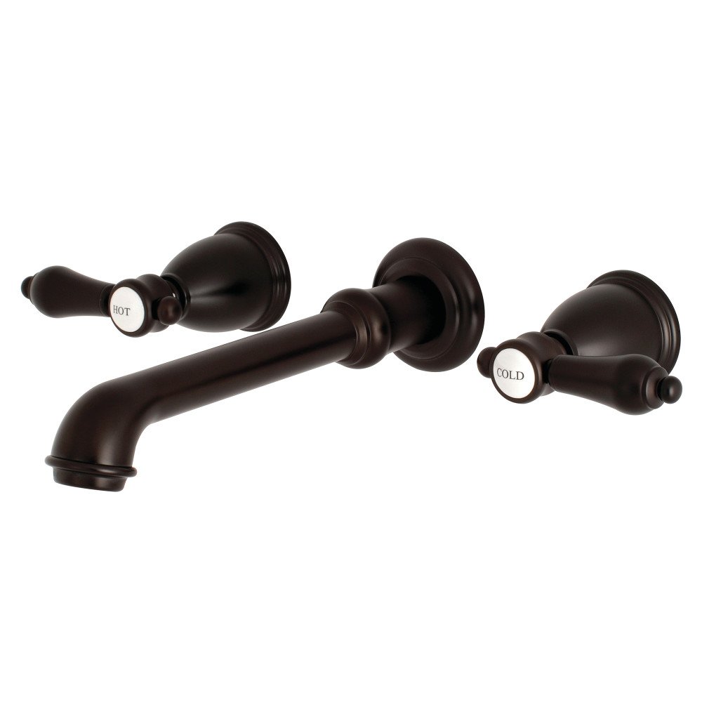 Kingston Brass KS7025BAL Oil Rubbed Bronze Wall Mount Tub Faucet - 10-7/16 Inch Spout Reach, Two-Handle Vintage Design for Bathroom & Clawfoot Tubs (Perfect for Traditional & Farmhouse Style Bathrooms)