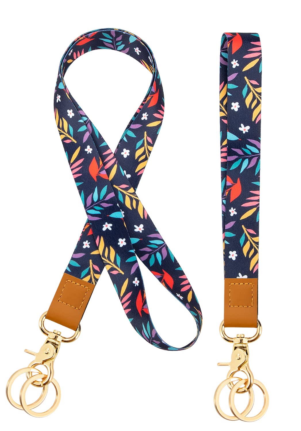 Cute Flower Key Lanyards for Women & Kids - 2 Pack for ID Badge & Keys
