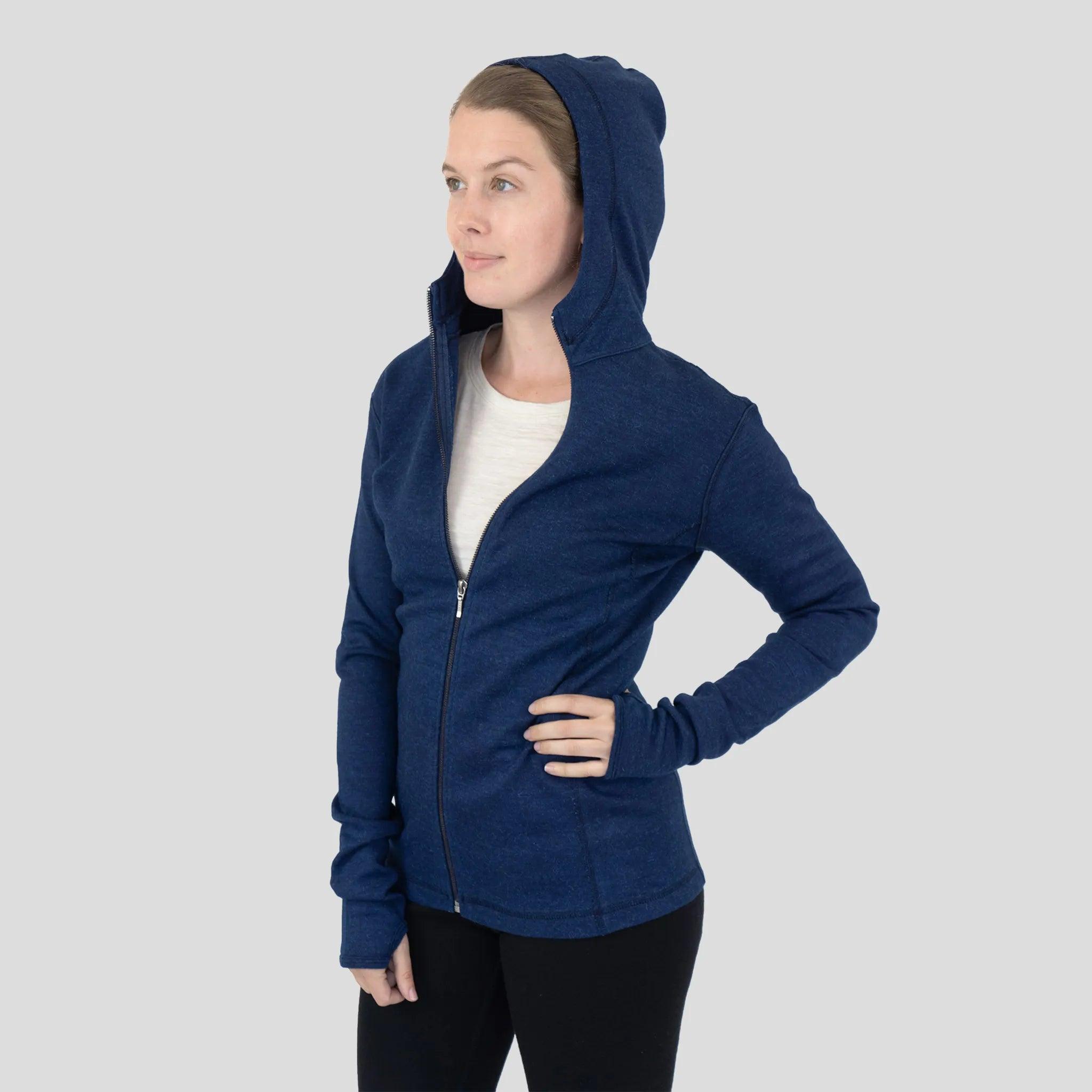 Women's Alpaca Wool Hoodie Jacket - 420 Midweight Full Zip Fleece Pullover for Outdoor Hiking & Winter Travel - Cozy Warm Sweatshirt for Casual Wear