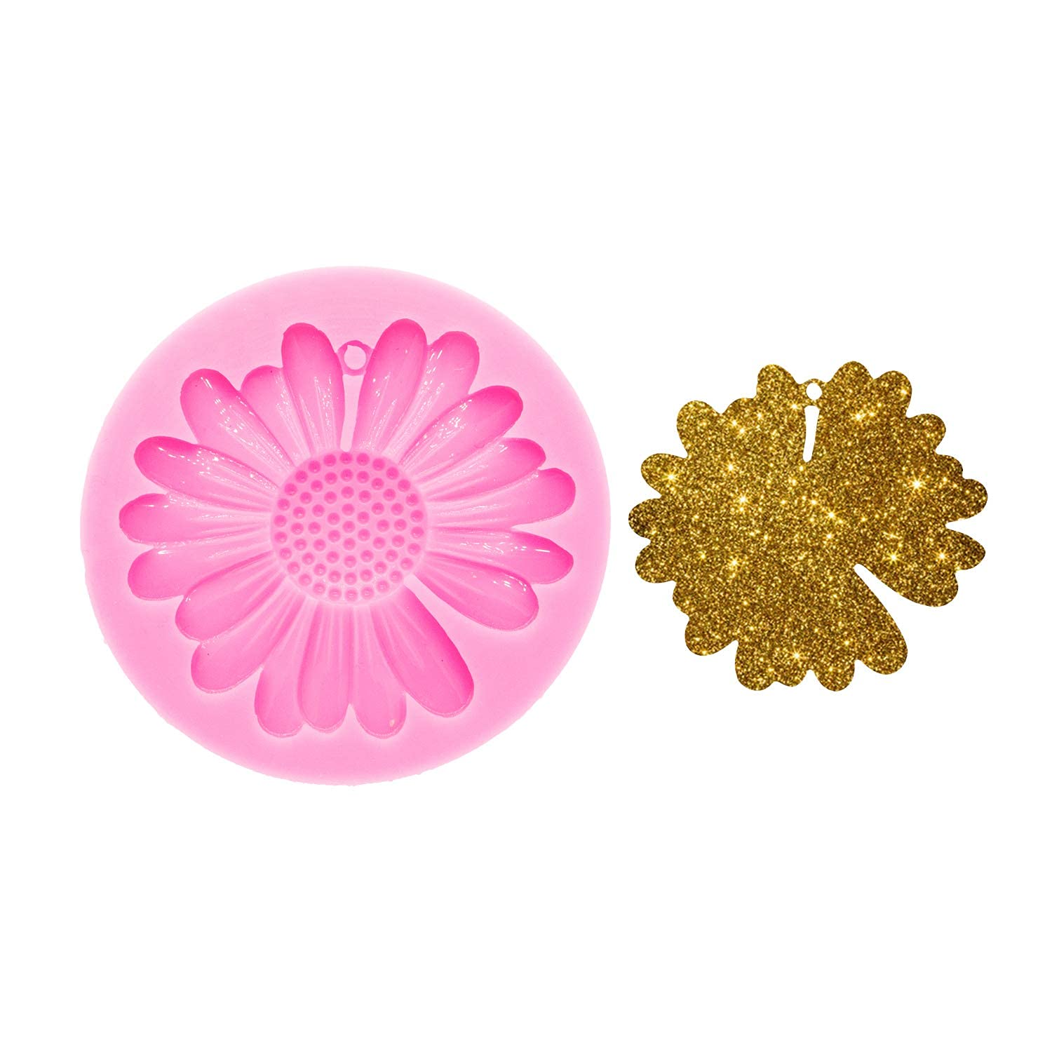 Shiny Glossy Chrysanthemum Keychain Silicone Mold - Daisy Flower Shape Epoxy Resin Craft Mold for DIY Jewelry Making, Necklace Pendant & Keychain Creation - Perfect for Handmade Gifts, Resin Art Projects & Crafting Enthusiasts