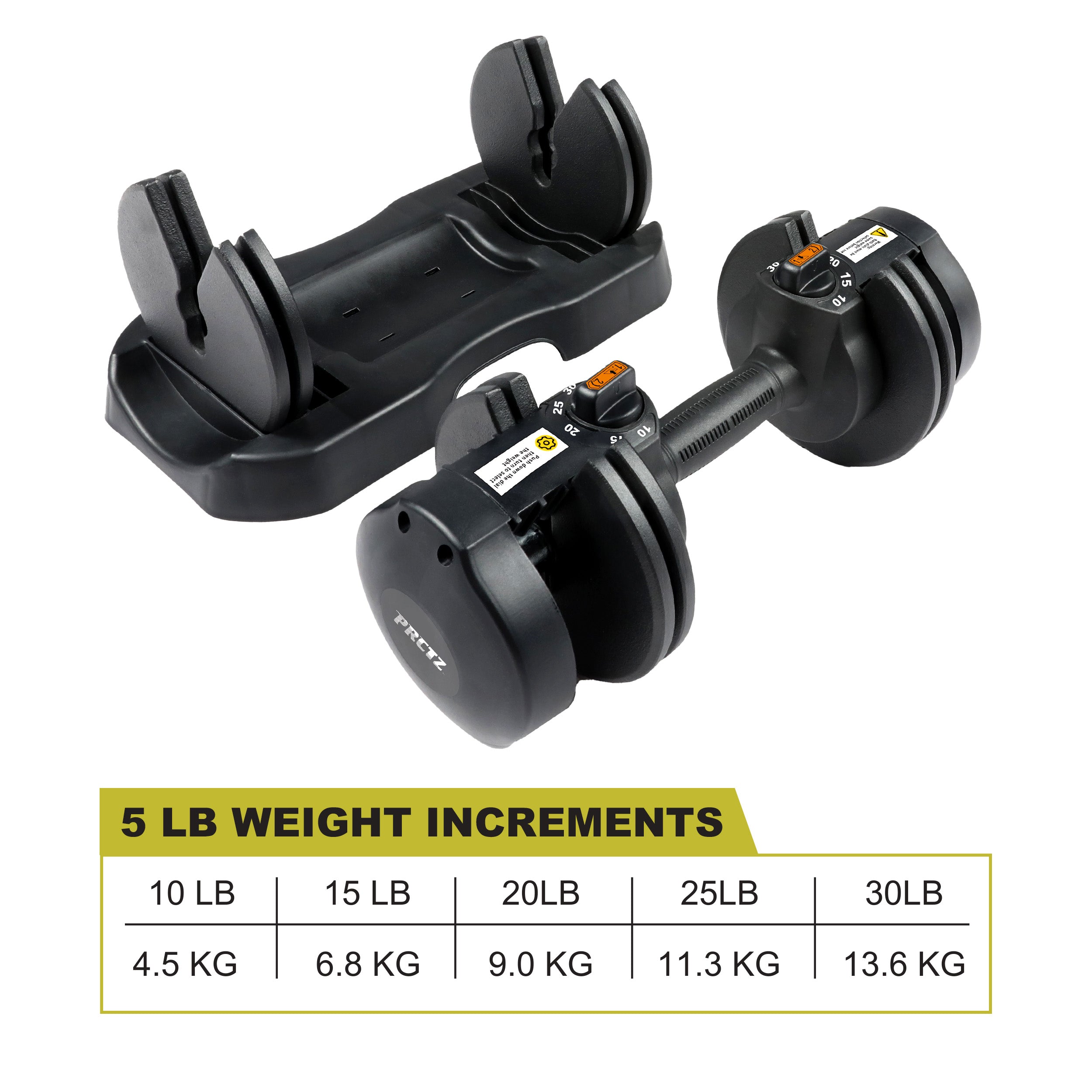 PRCTZ Adjustable Dumbbell Set - 10-30 lbs Quick Select Weight Pair with Stand | Home Gym Equipment for Strength Training, Workout & Fitness | Perfect for Small Spaces & Home Workouts