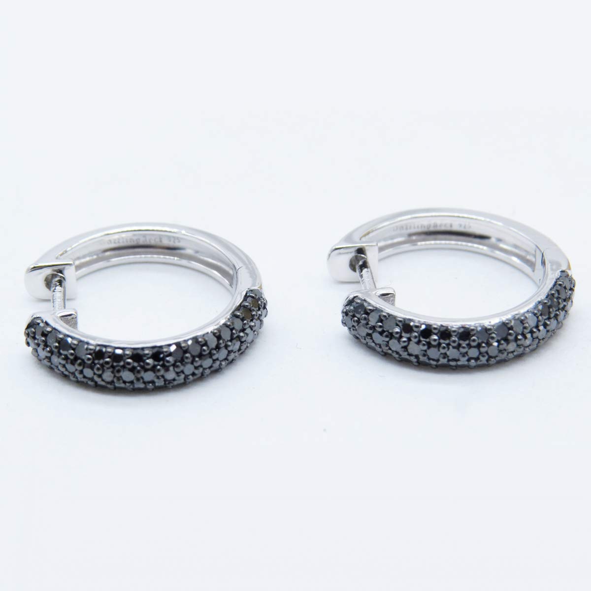 Dazzlingrock Collection 0.65 Carat (ctw) Black Round Diamond Huggie Hoop Earrings in Sterling Silver - Perfect for Everyday Wear, Date Nights & Special Occasions
