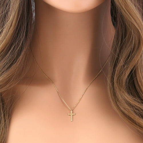 14K Yellow Gold Cross Necklace for Women - Dainty Religious Jewelry Gift for Baptism, First Communion & Everyday Wear
