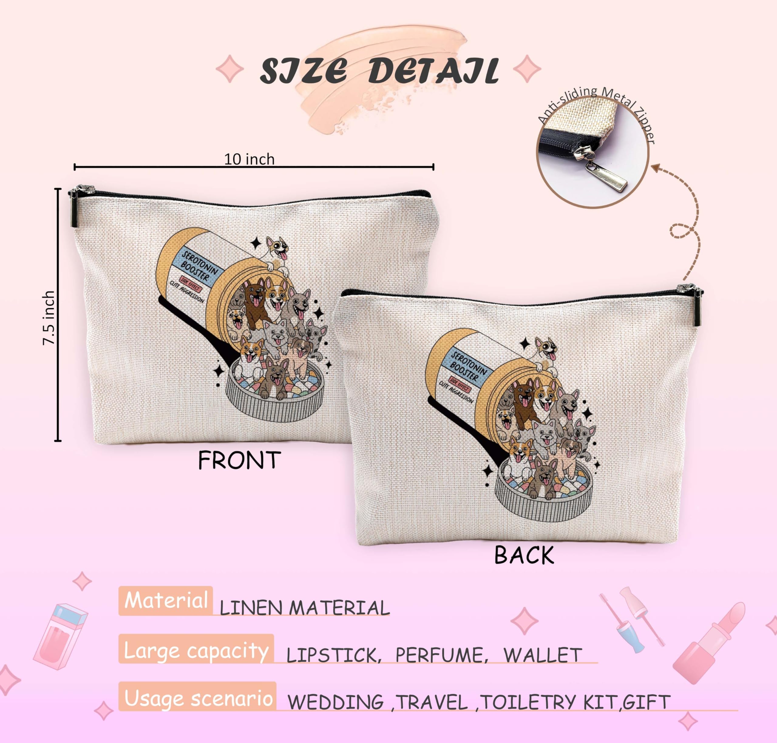 Funny Dog Makeup Bag for Women - Cute Cosmetic Pouch for Dog Lovers, Perfect Gift for Dog Moms & Pet Owners - Small Travel Makeup Organizer for Purse, Gym & Everyday Use