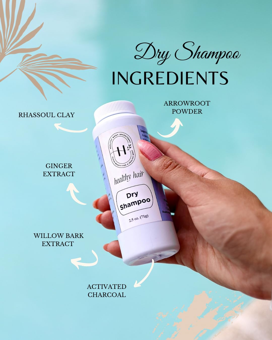 Healthy Hair Dry Shampoo - 2.5oz Unscented Botanical Powder for Oily Scalp & Volume Boost | Clean Beauty Hair Care for Travel, Gym & Quick Refresh