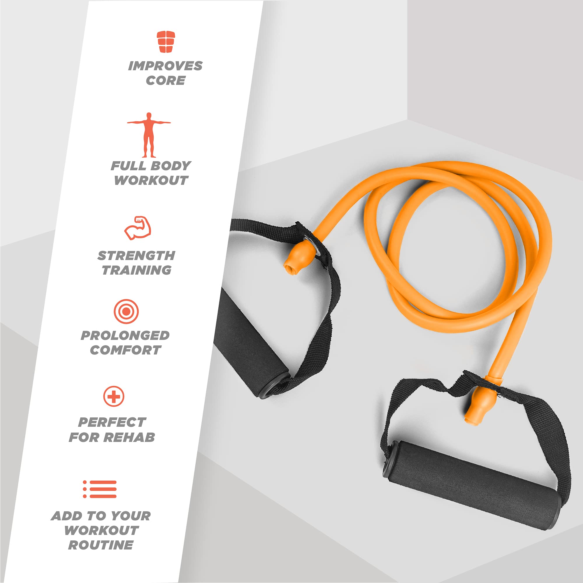 Phoenix Fitness Resistance Band with Handles - Heavy Duty Exercise Bands for Strength Training, Stretching & Workouts - Home & Gym Equipment for Men & Women (Light/Medium/Strong Resistance) - Perfect for CrossFit, Yoga, Pilates & Physical Therapy