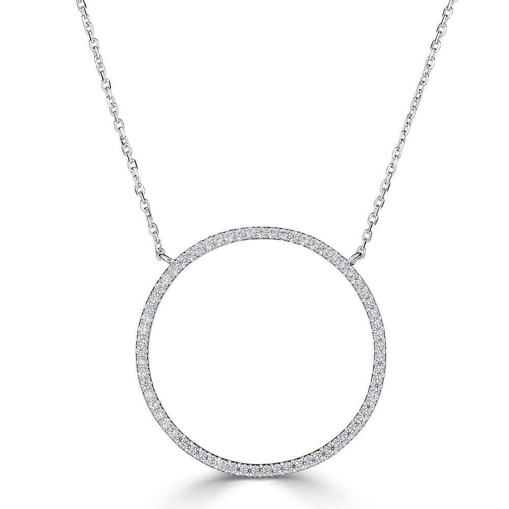 14KT Gold 1/4 CTW Diamond Open Circle Necklace for Women - Dainty Minimalist Jewelry Gift for Anniversary, Valentine's Day & Special Occasions