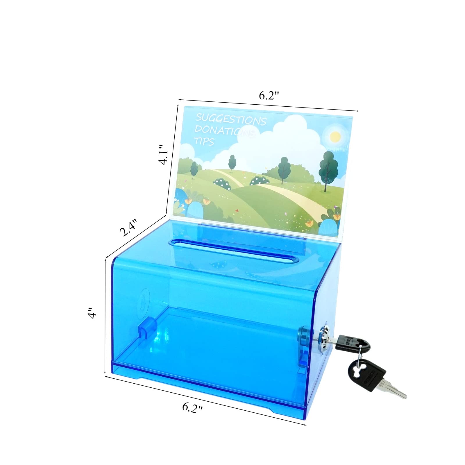 Secure Locking Donation Ballot Box - Durable Suggestion Box for Business Cards, Voting & Feedback (Blue) | Ideal for Offices, Schools, Fundraisers & Community Events