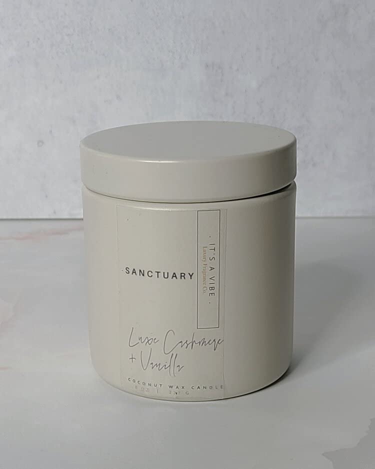 Luxury Scented Candles - Cashmere & Vanilla Aromatherapy Candle, 9 oz Handcrafted with Organic Coco Apricot Wax, Glam Tin with Crackling Wooden Wick - Perfect for Relaxation, Spa, Home Decor & Gift Giving