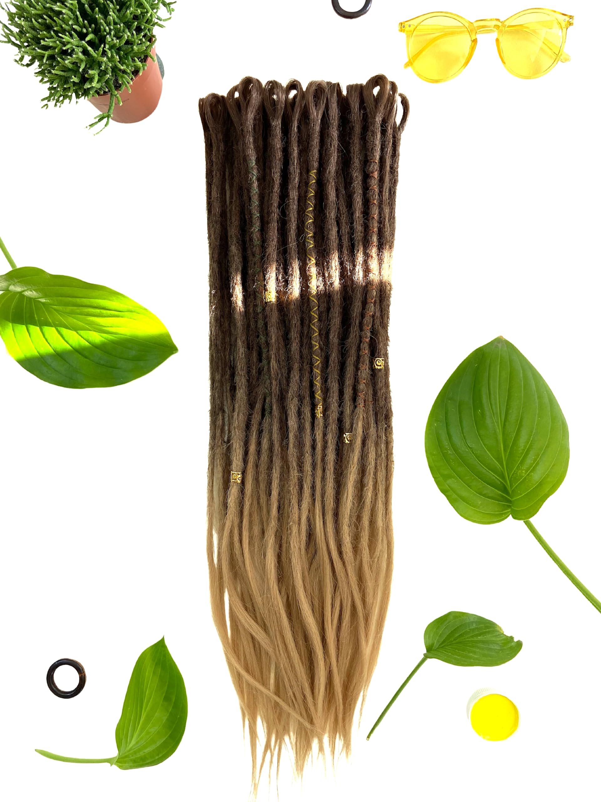 Ombre Beige Crochet Dreadlocks Extensions - 20 Inch Single Ended Dreads - Ready to Ship - Natural Wheat Hair Color - Perfect for Boho Hairstyles & Festival Looks