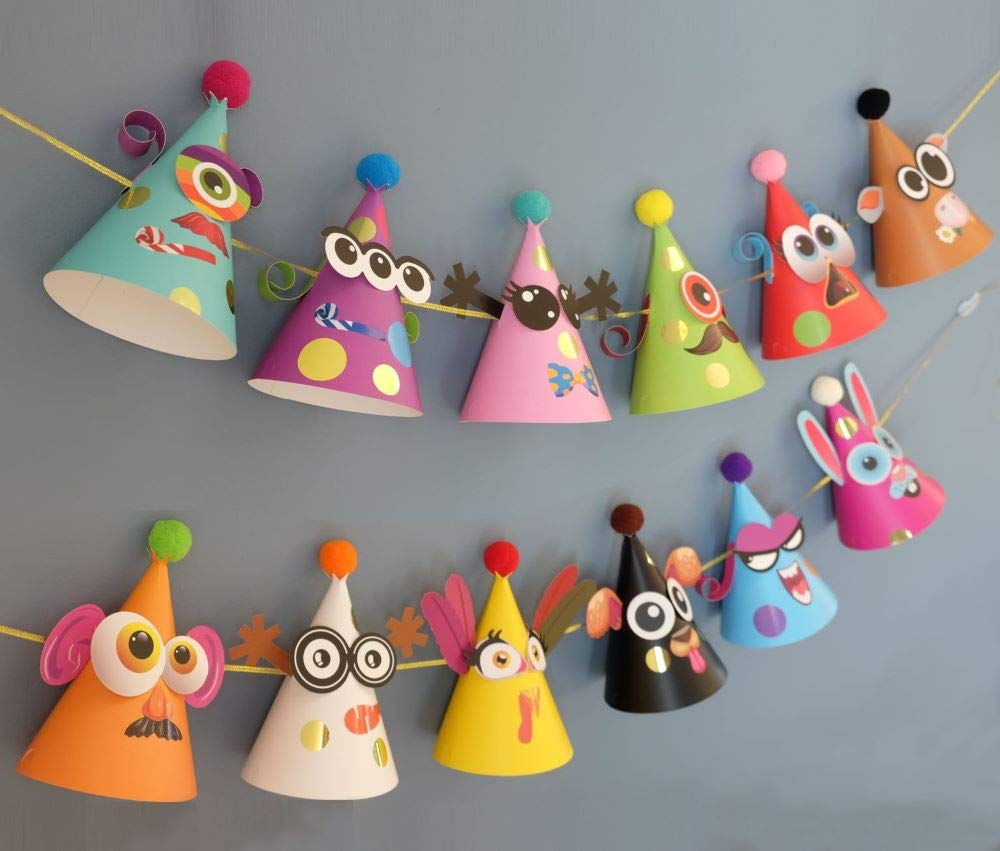 Glittery Garden Party Hats for Kids - Animal Themed DIY Craft Kit with Stickers | Fun Birthday Activity, Christmas, Thanksgiving & Easter Decorations | Perfect for Birthday Parties, Classroom Crafts & Holiday Celebrations