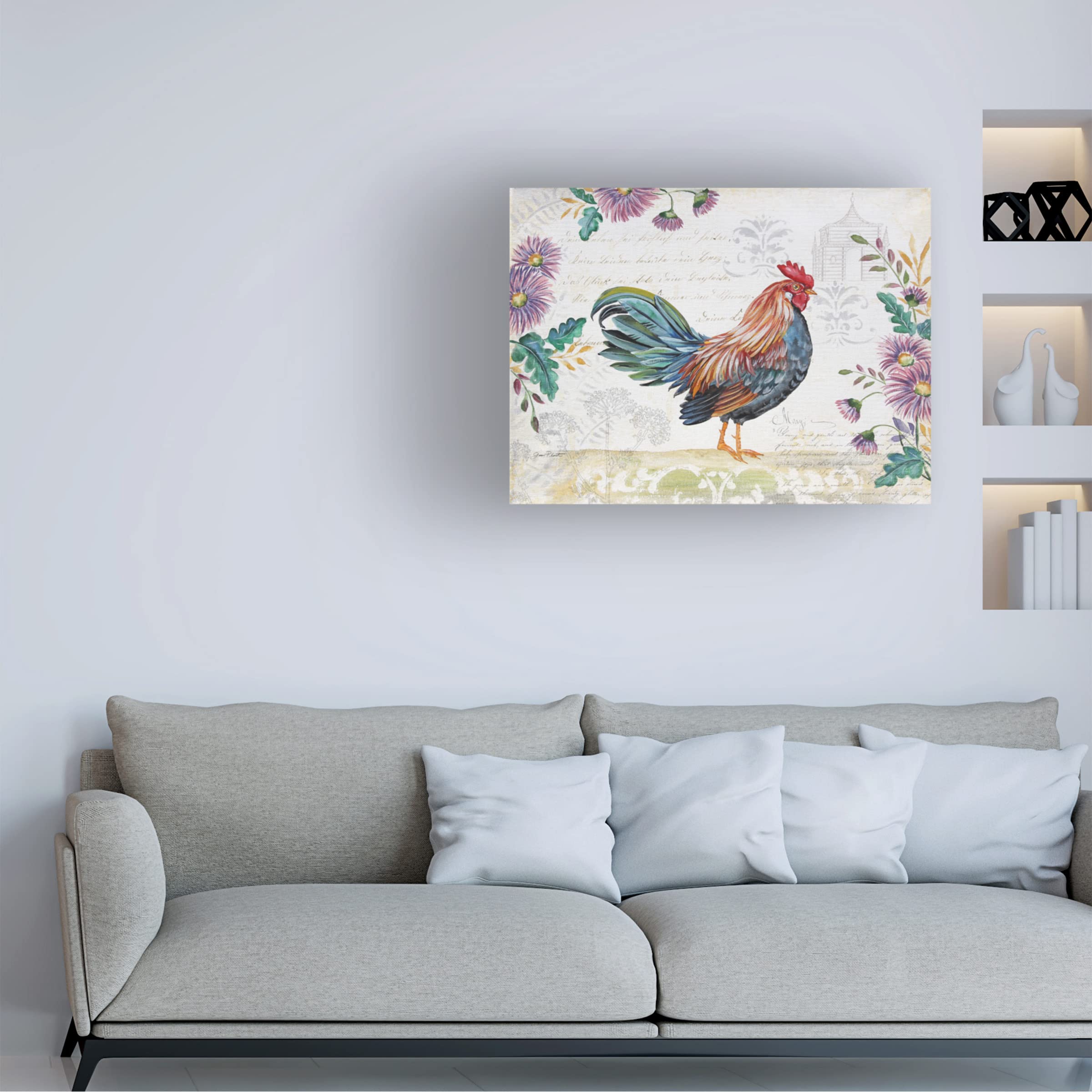 Jean Plout Seasonal Rooster 5 Canvas Art Print - 35x47 Inch Farmhouse Wall Decor - Perfect for Living Room, Kitchen & Country Style Home