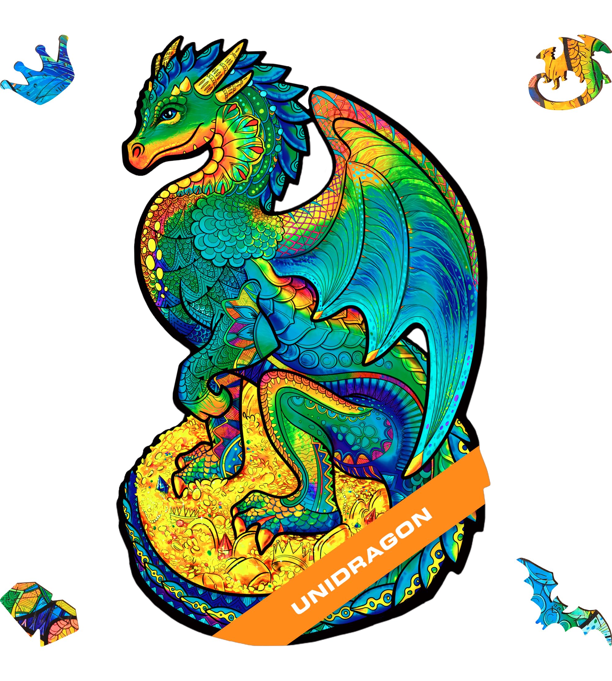 UNIDRAGON Original Wooden Jigsaw Puzzle - Guarding Dragon 700 Piece, Large 14.5