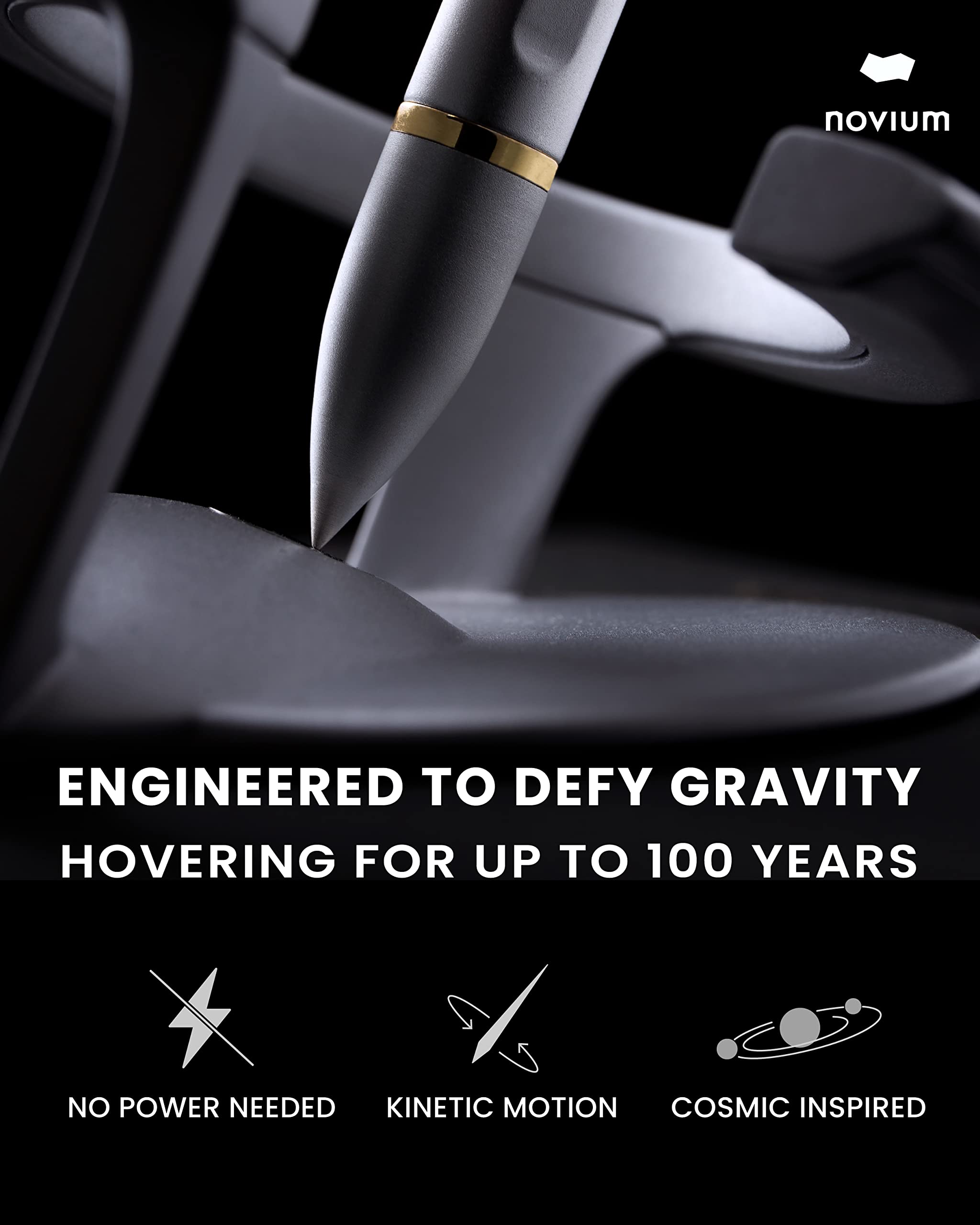 Novium Hoverpen Interstellar Edition - Premium Executive Pen with Aerospace Alloy Construction, Smooth Free-Spinning Mechanism, Unique Futuristic Design - Perfect Gift for Men & Women (Neptune Blue) - Ideal for Business Meetings, Corporate Gifts & Luxury Writing