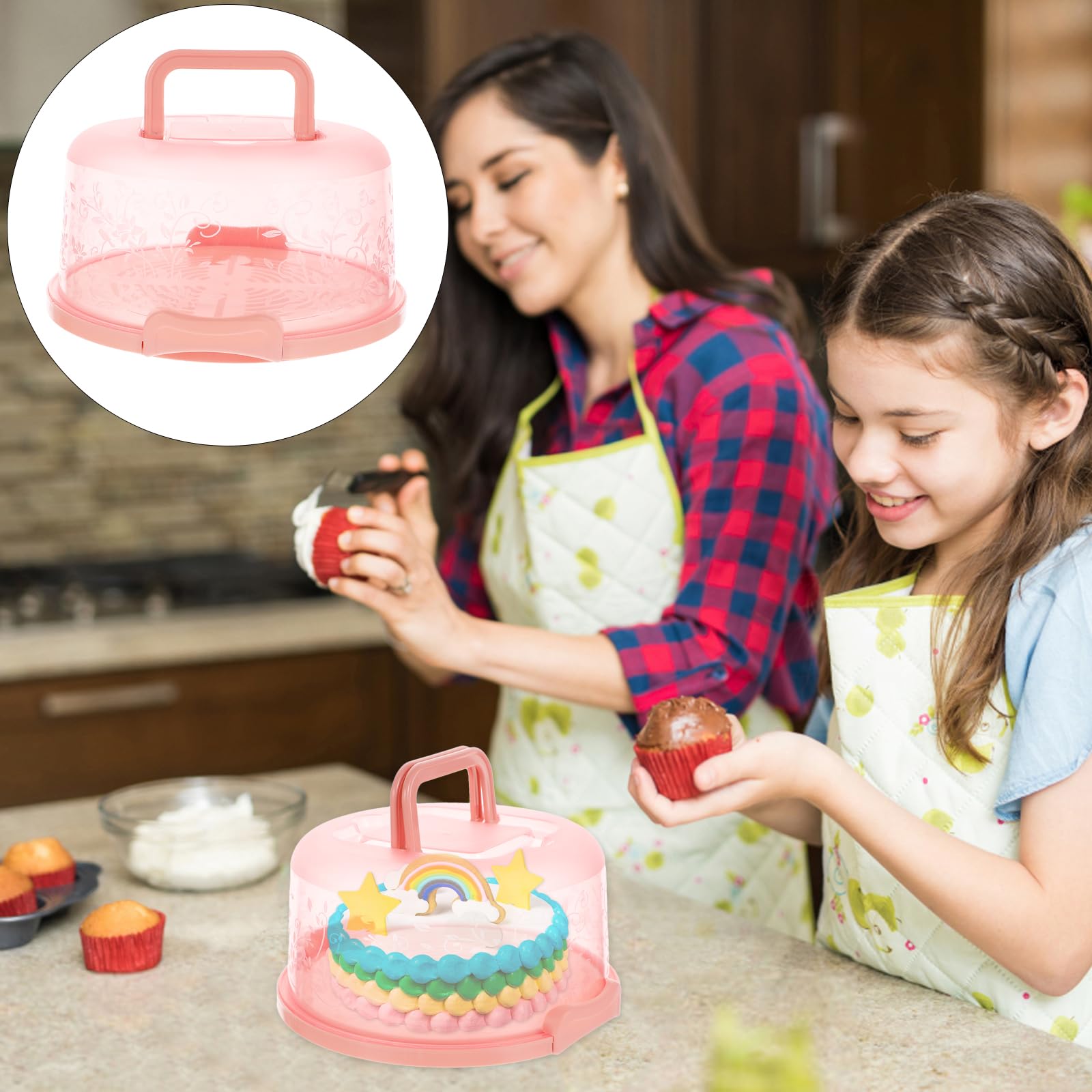 Amosfun 8-Inch Plastic Cake Storage Container with Lid & Handle - Portable PP Cake Box for Birthday, Wedding & Party Desserts - Perfect for Baking, Transporting & Storing Cakes
