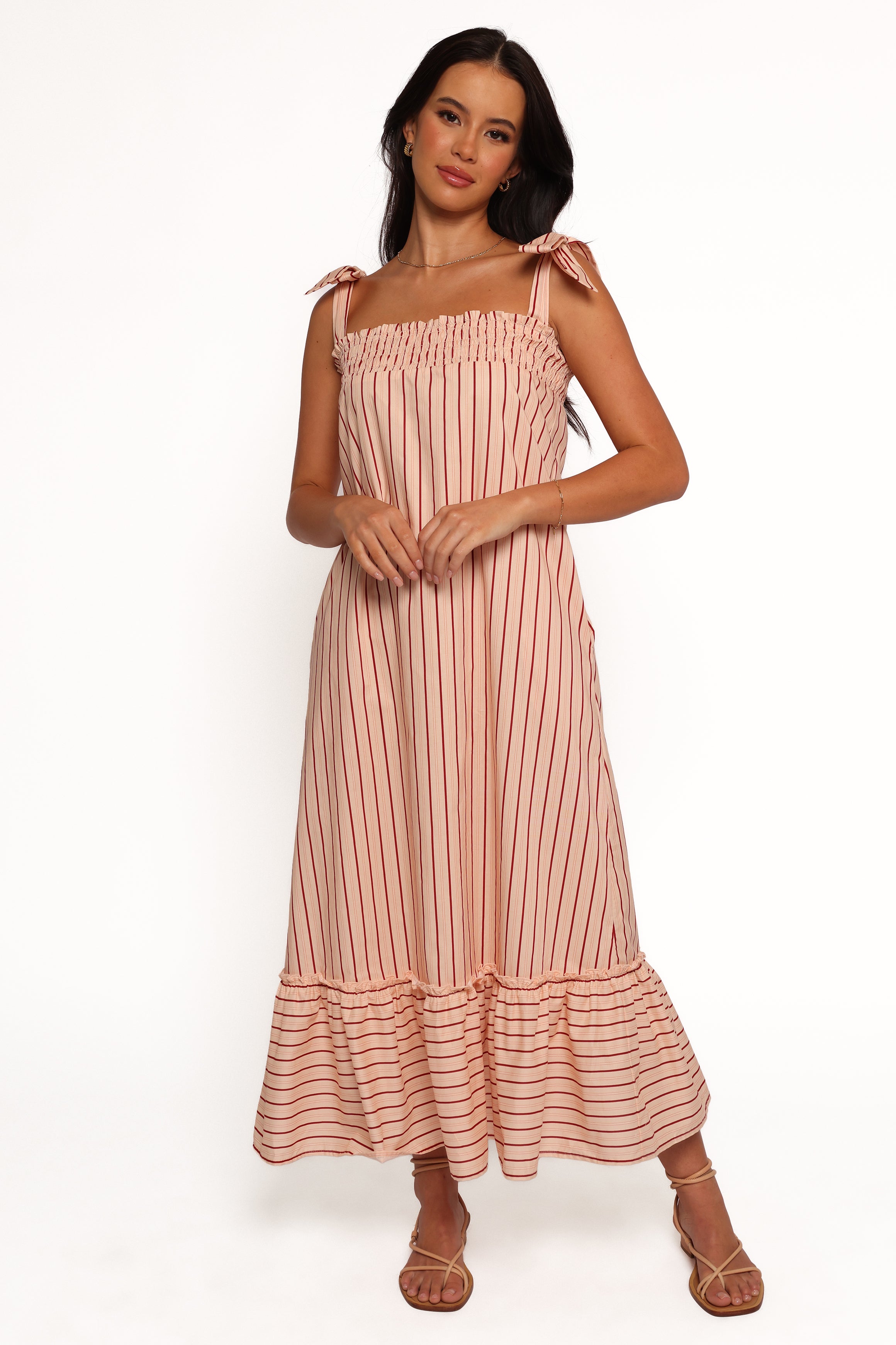 Irina Maxi Dress for Women - Pink Striped Flowy Summer Dress | Beach Wedding, Vacation, Party Outfit