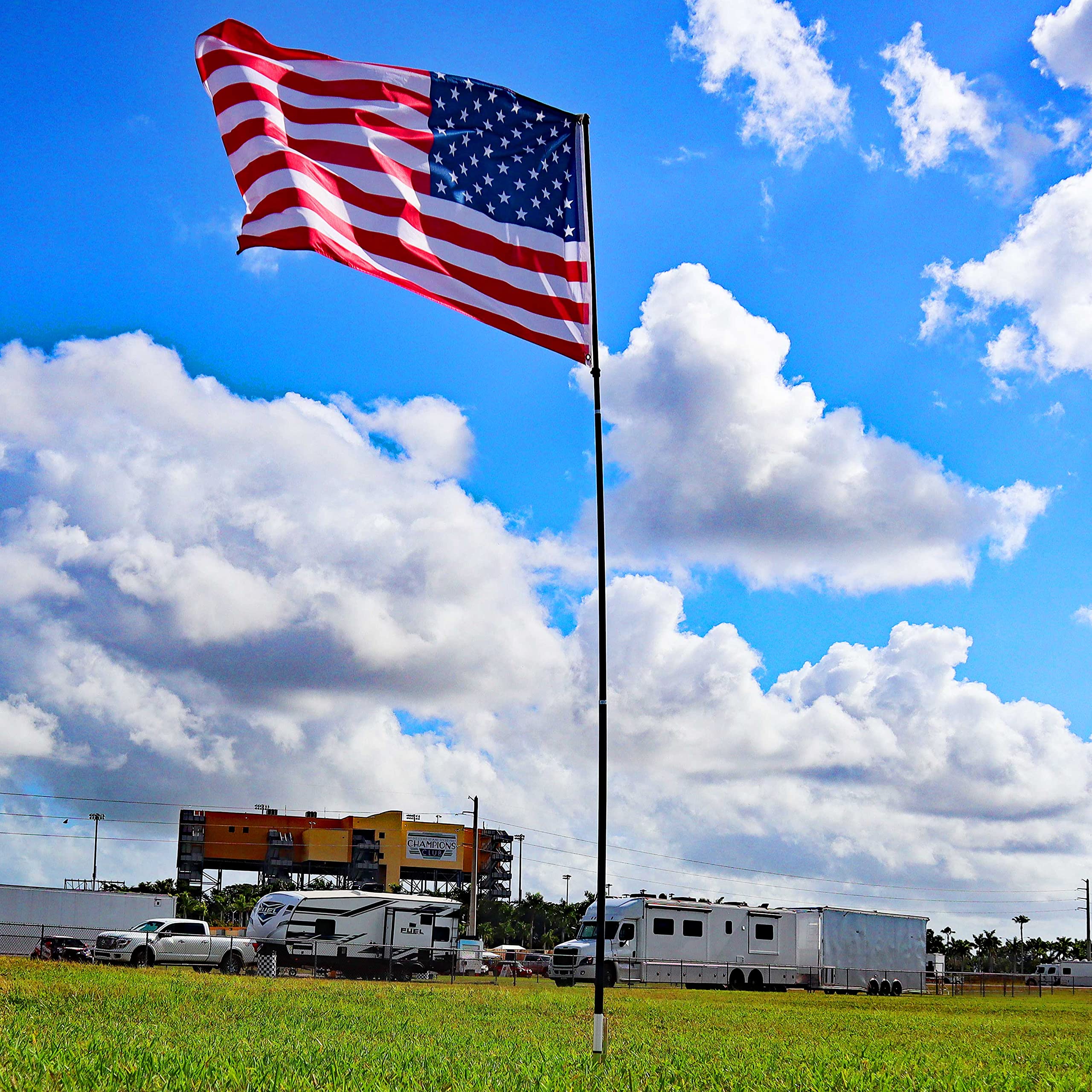 Portable Flag Pole Kit - 11ft Telescoping Fiberglass Pole with 1¼
